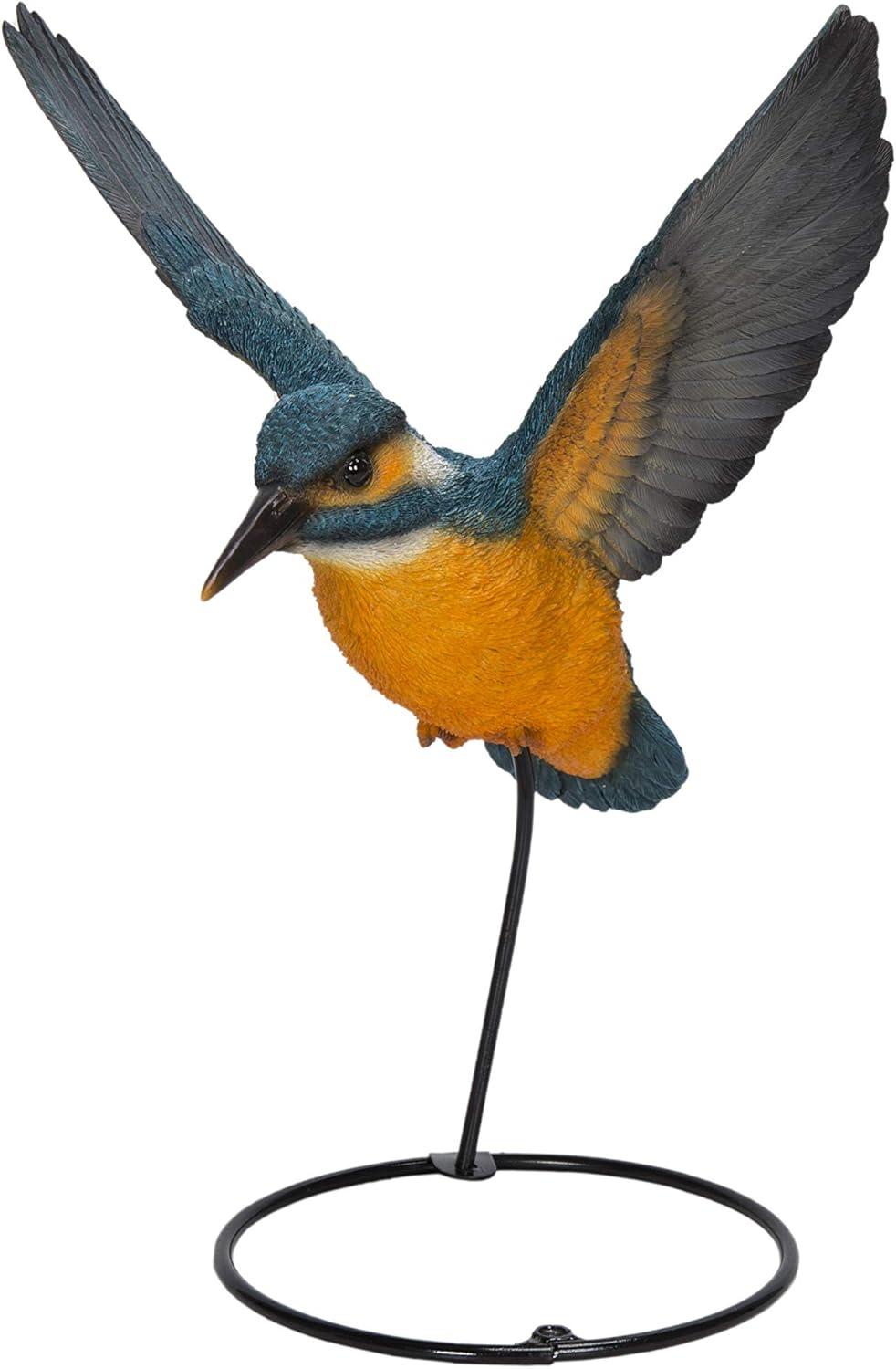 11” Gray and Yellow Flying-Off Kingfisher Indoor or Outdoor Statue Decoration