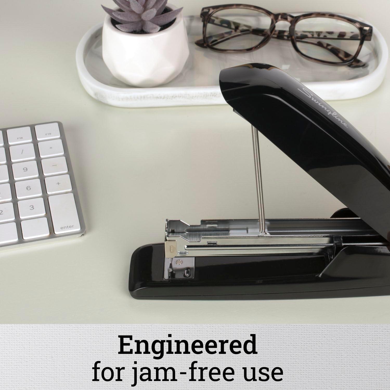 Black Metal 20-Sheet Full Strip Standing Desk Stapler