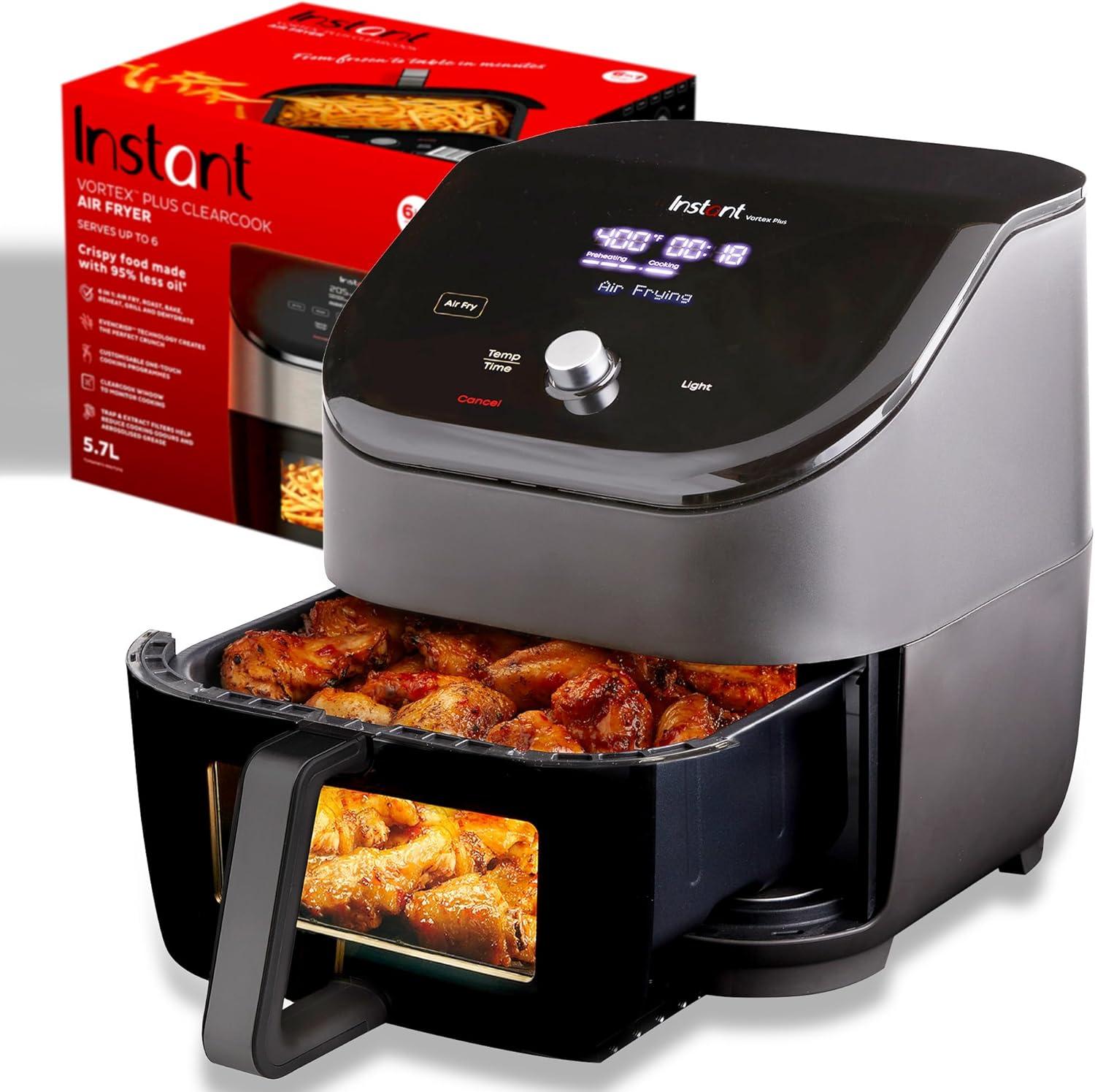 Instant Vortex Plus 6QT Black Air Fryer with ClearCook Window