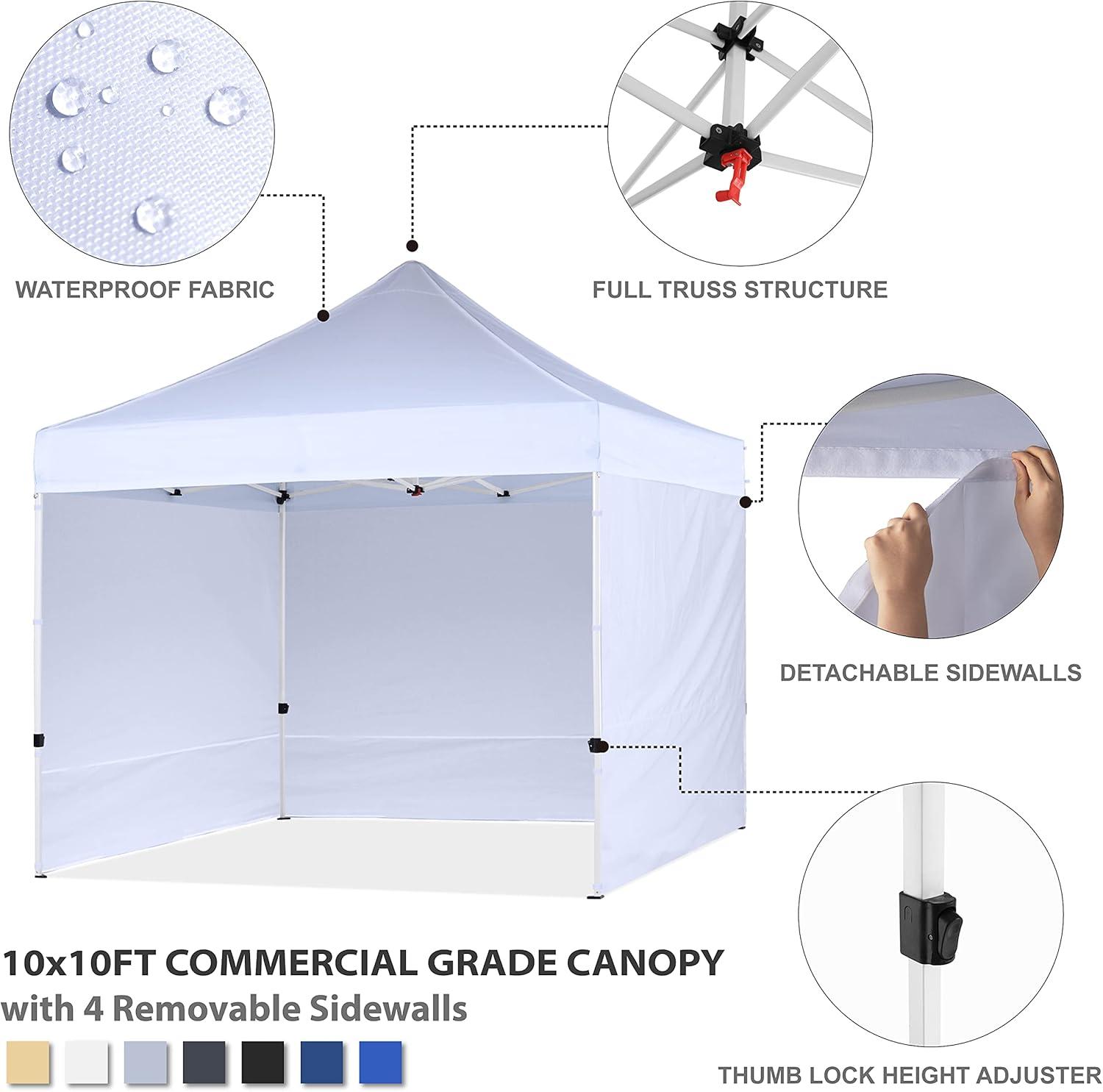 White 10x10 Pop Up Canopy Tent with Sidewalls