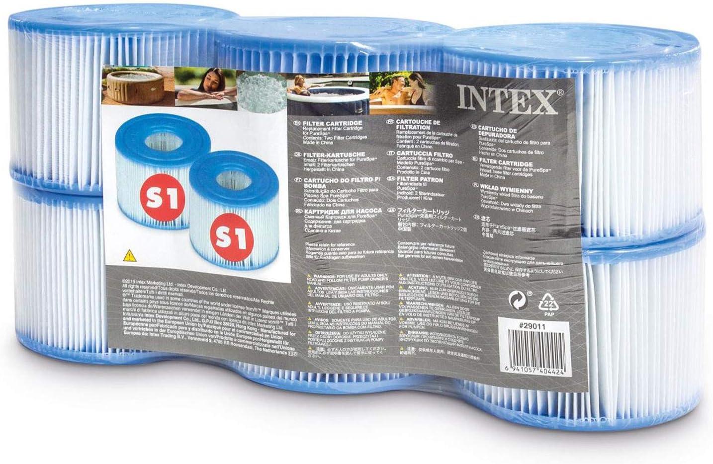 Intex Type S1 Blue and White Pool Filter Cartridges, 6-Pack