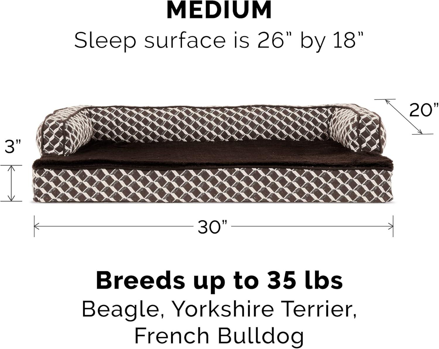 FurHaven Plush & Diamond Décor Comfy Couch Pet Bed