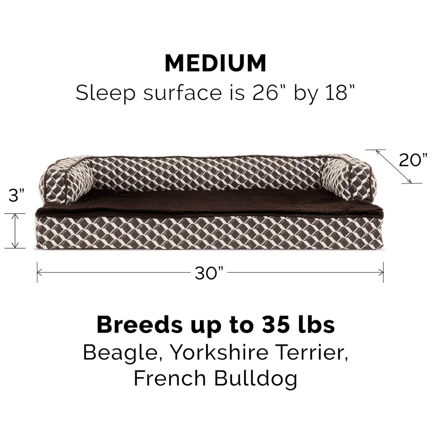 FurHaven Plush & Diamond Décor Comfy Couch Pet Bed