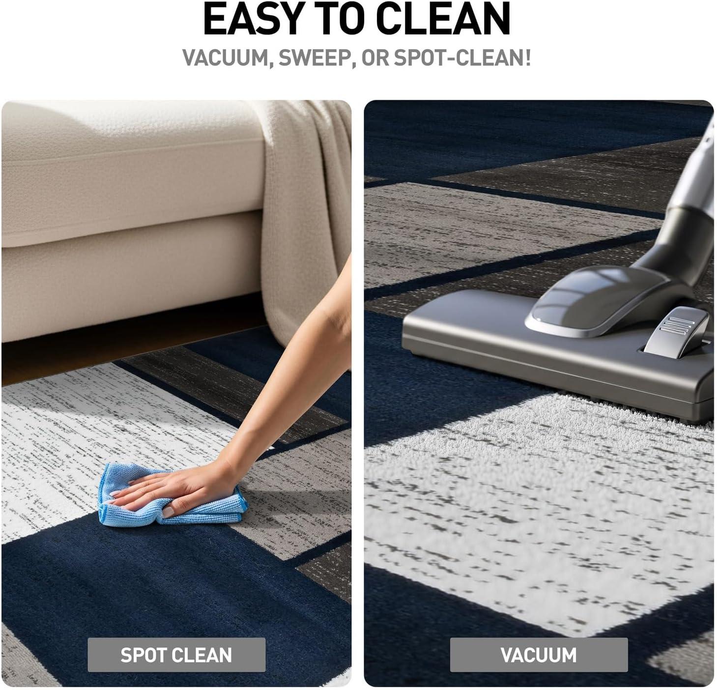 World Rug Gallery Contemporary Modern Boxed Color Block Navy 2'x3' Area Rug