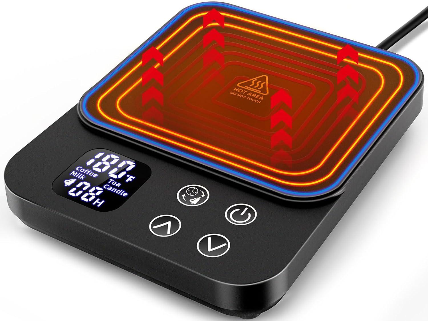 Mug Warmer, Coffee Cup Warmer for Desk with 1-12H Auto Shut Off, 36W Faster Heating Coffee Mug Warmer for Coffee Beverage Milk Tea, Smart Candle Warmers, Ideal Coffee Accessories Gifts (Black)