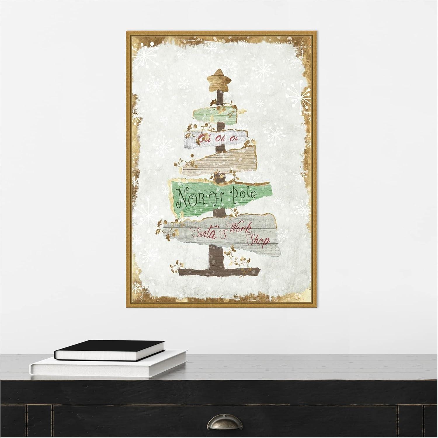 Golden Christmas Tree Canvas Print with Motivational Quote