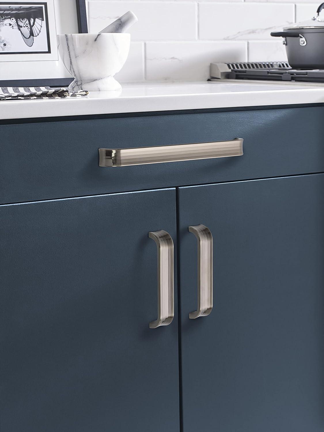 Polished Nickel Modern Finger Cabinet Pull with Mounting Hardware