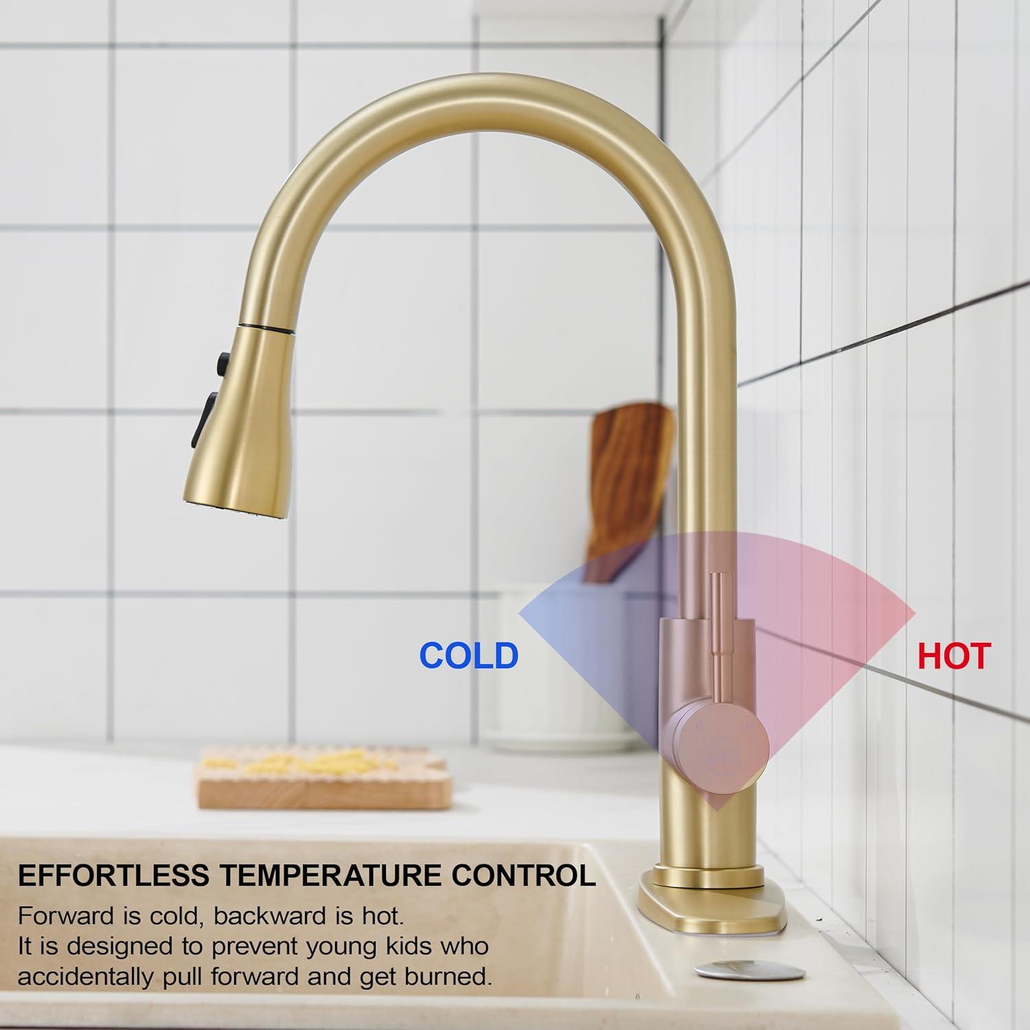 GAGALIFE Single Handle Pull Down Sprayer Kitchen Faucet High Arc Stainless Steel Faucet with 3-Function Sprayer JJL-CL-PT-SDP-G