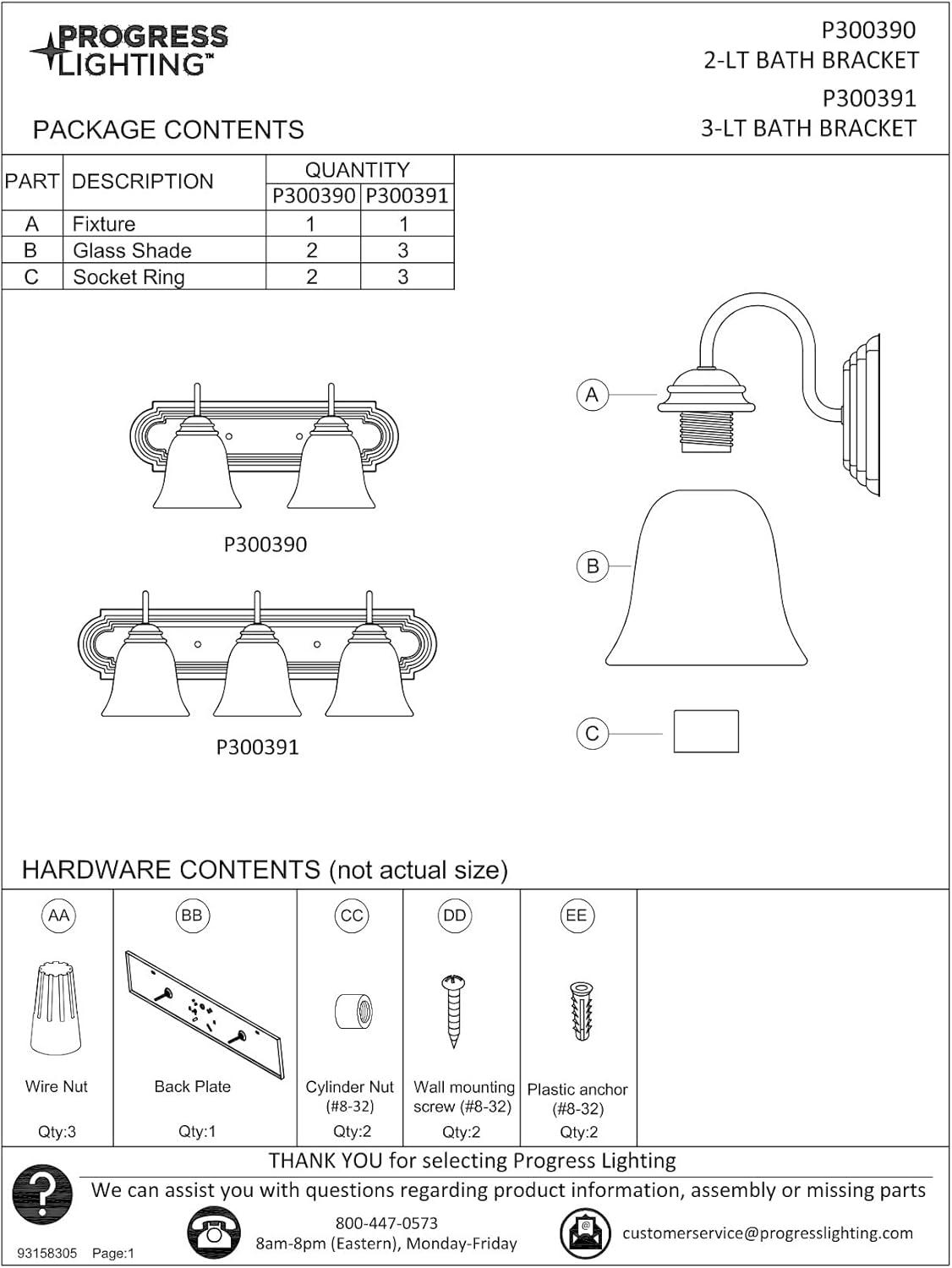 Progress Lighting, Calhoun Collection, 3-Light Vanity Light, Matte Black, Clear Glass, Material: Steel