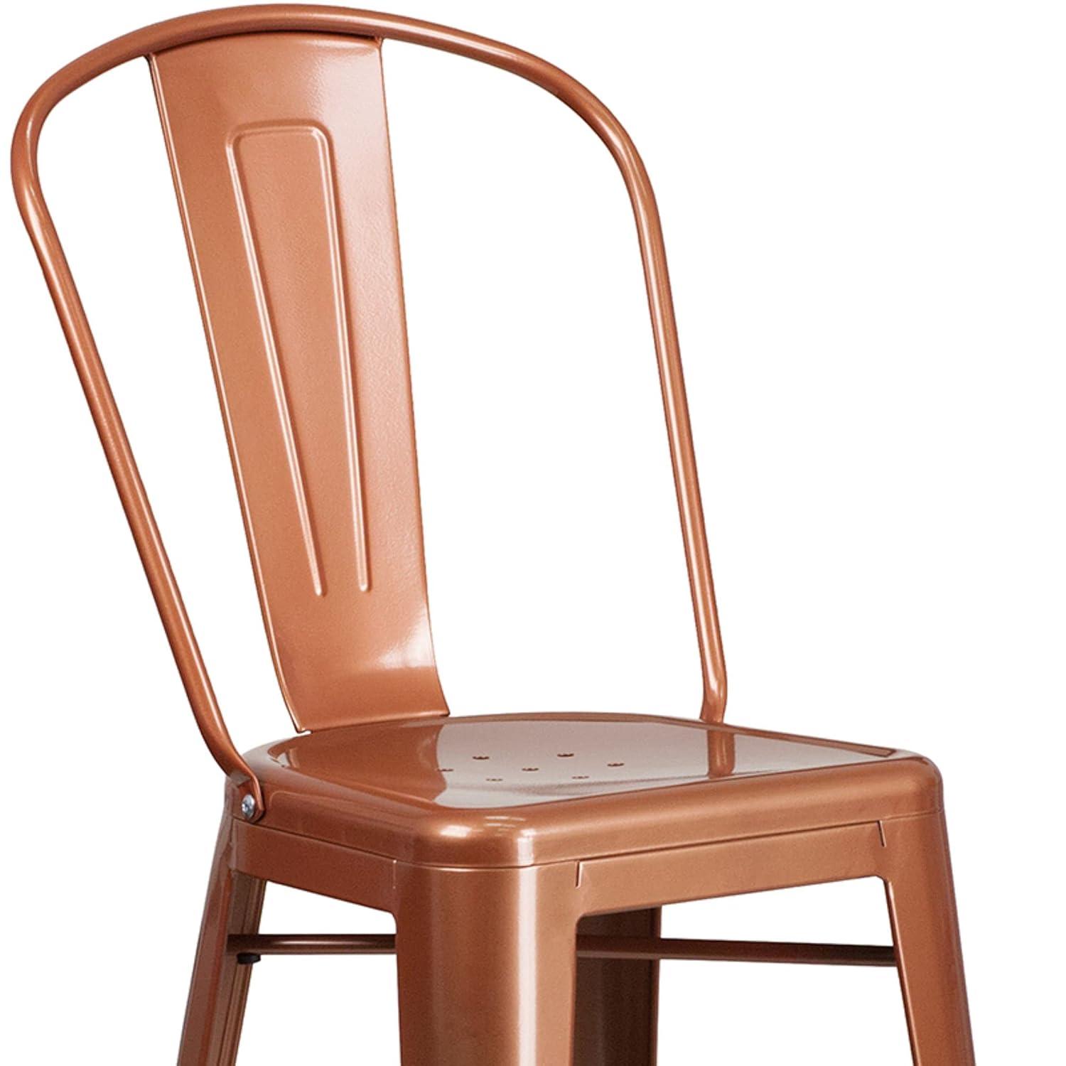 Flash Furniture Commercial Grade 30" High Copper Metal Indoor-Outdoor Barstool with Back