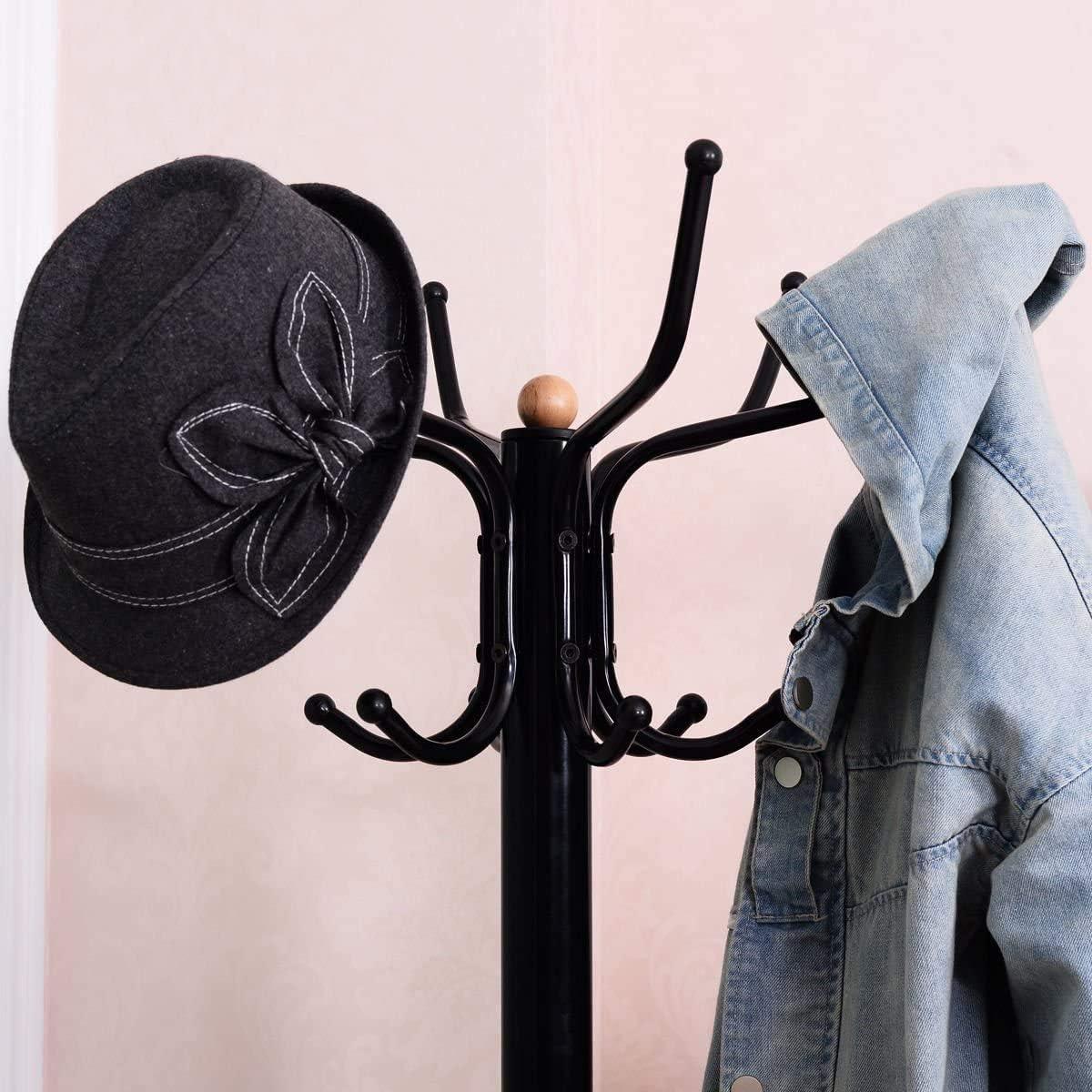 Spaco Vintage Metal Coat Hat Tree Stand Clothes Hanger, Free Standing Coat Tree, Coat Racks for Bedroom and Hallway