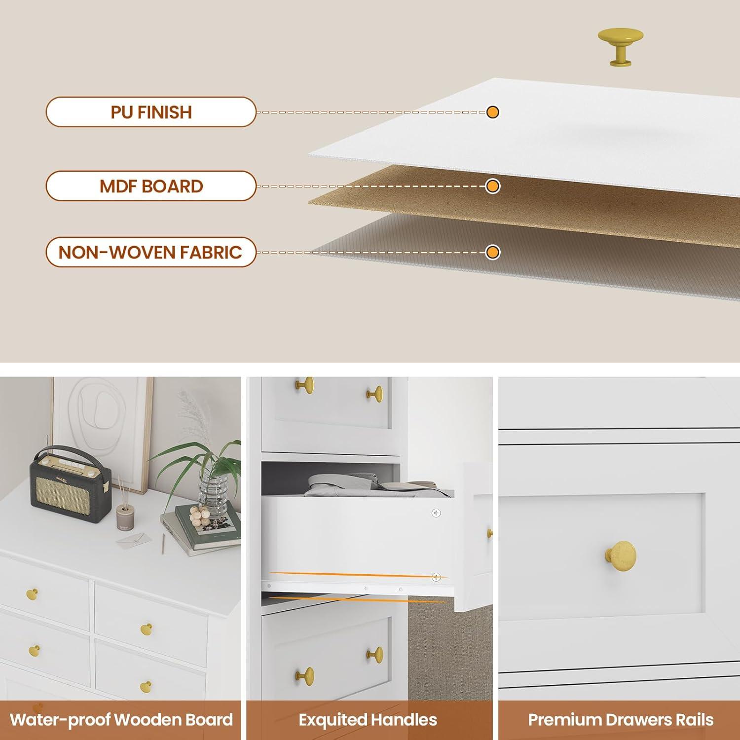 Winston Porter 8 Drawers Tall Dresser For Bedroom, Tall Dressers And Chest Of Drawers, Vertical Chest Of Drawers Dresser For Bedroom