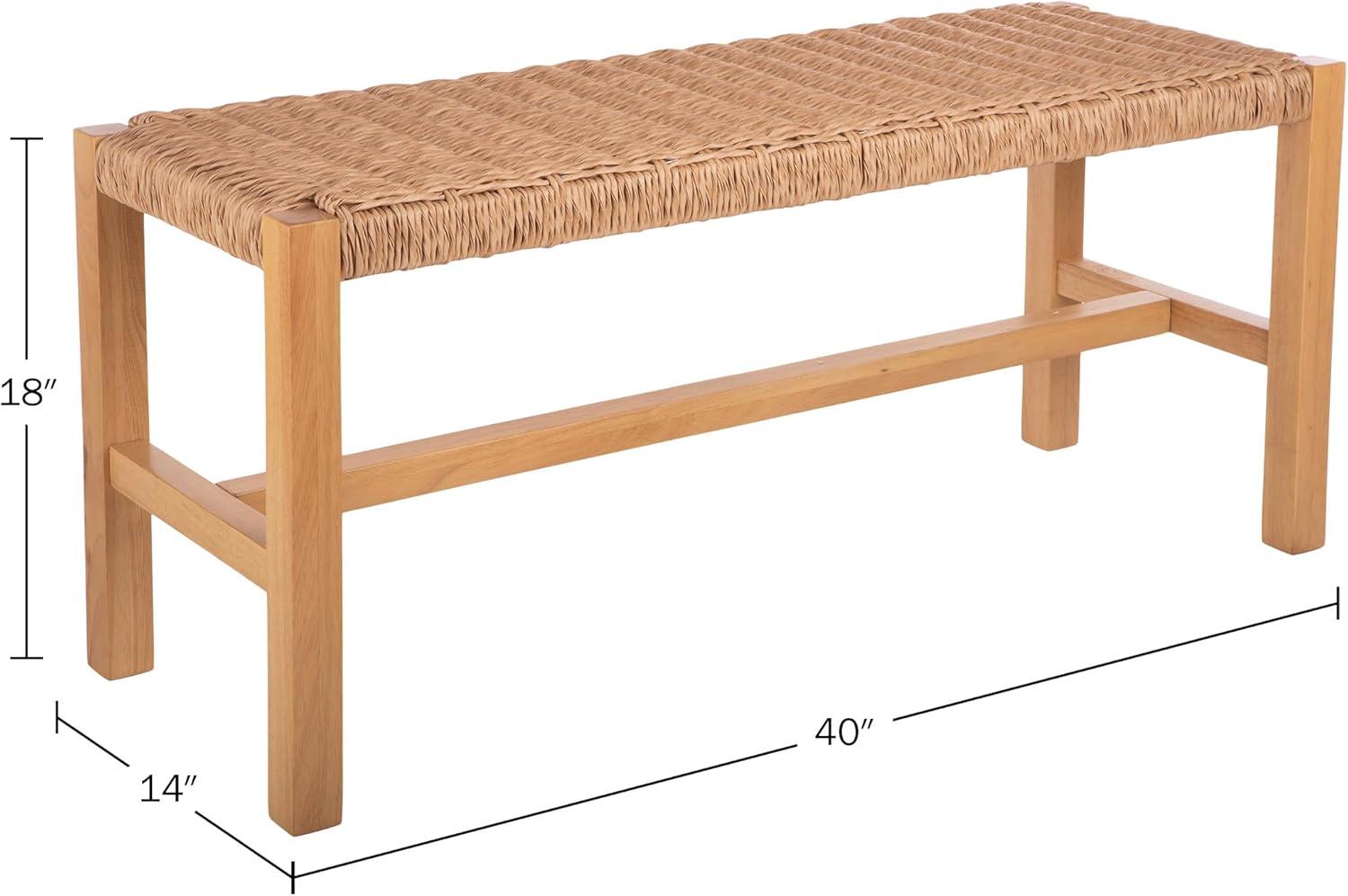 Newport 40-Inch Natural Wood Bench with Woven Rope Seat