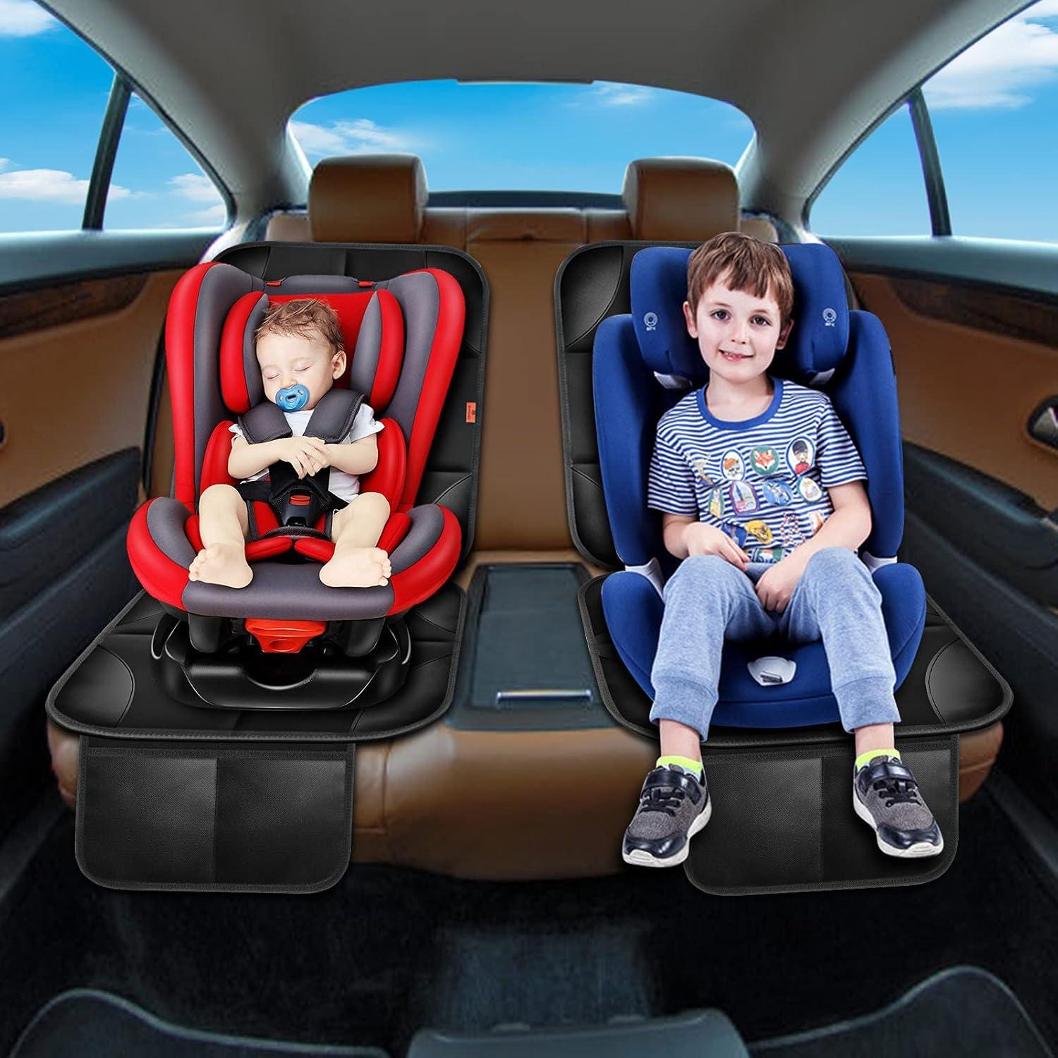 Car Seat Protector 1 Pack Car Seat Cushion Mat Thickest Padding,Waterproof 600D Fabric Car Seat Covers for Non-Slip Backing Mesh Pockets for Baby and Pet (1 Seat Protector)