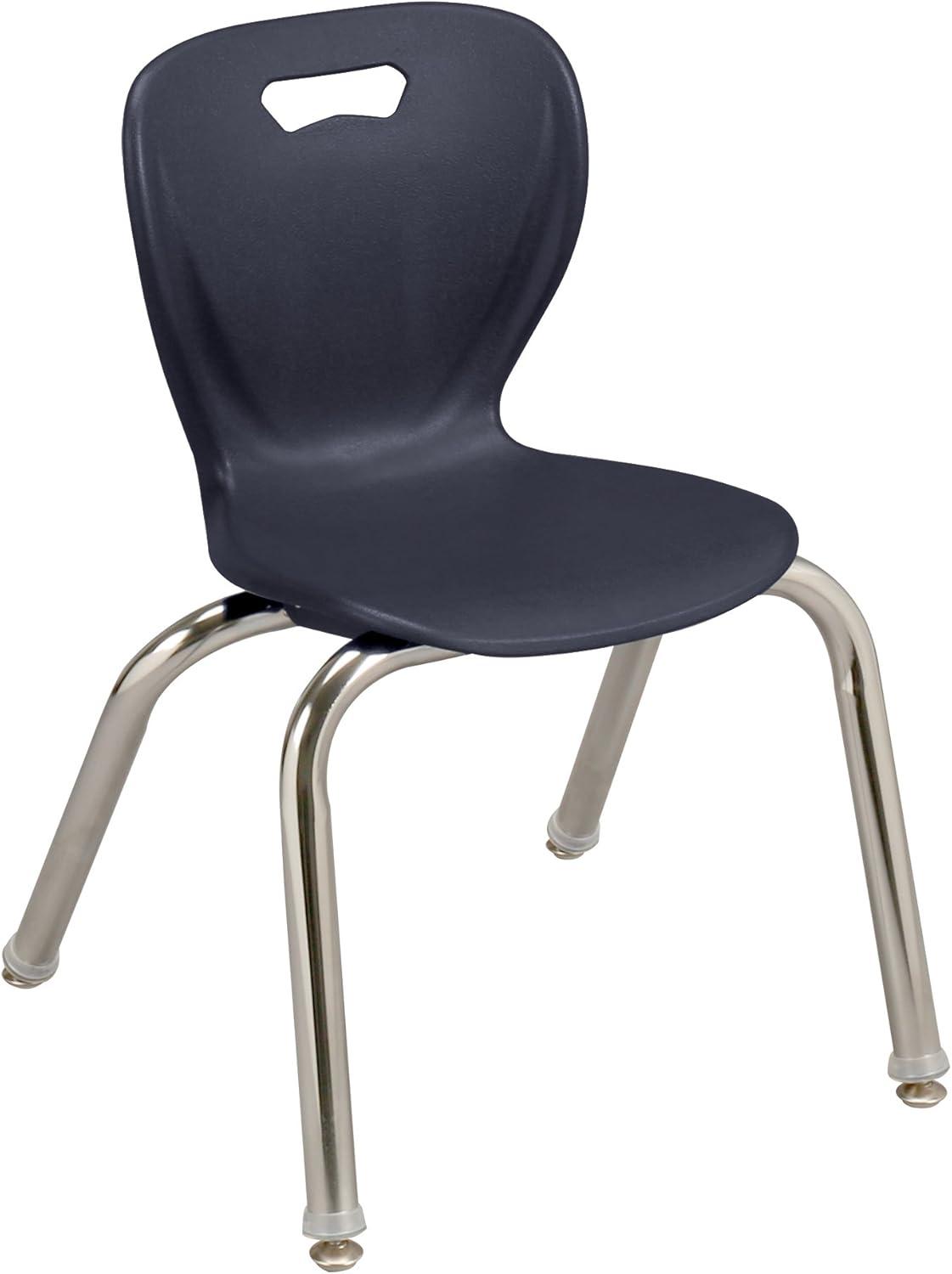 Navy Metal Stacking School Chairs with Contoured Seats, Set of 4