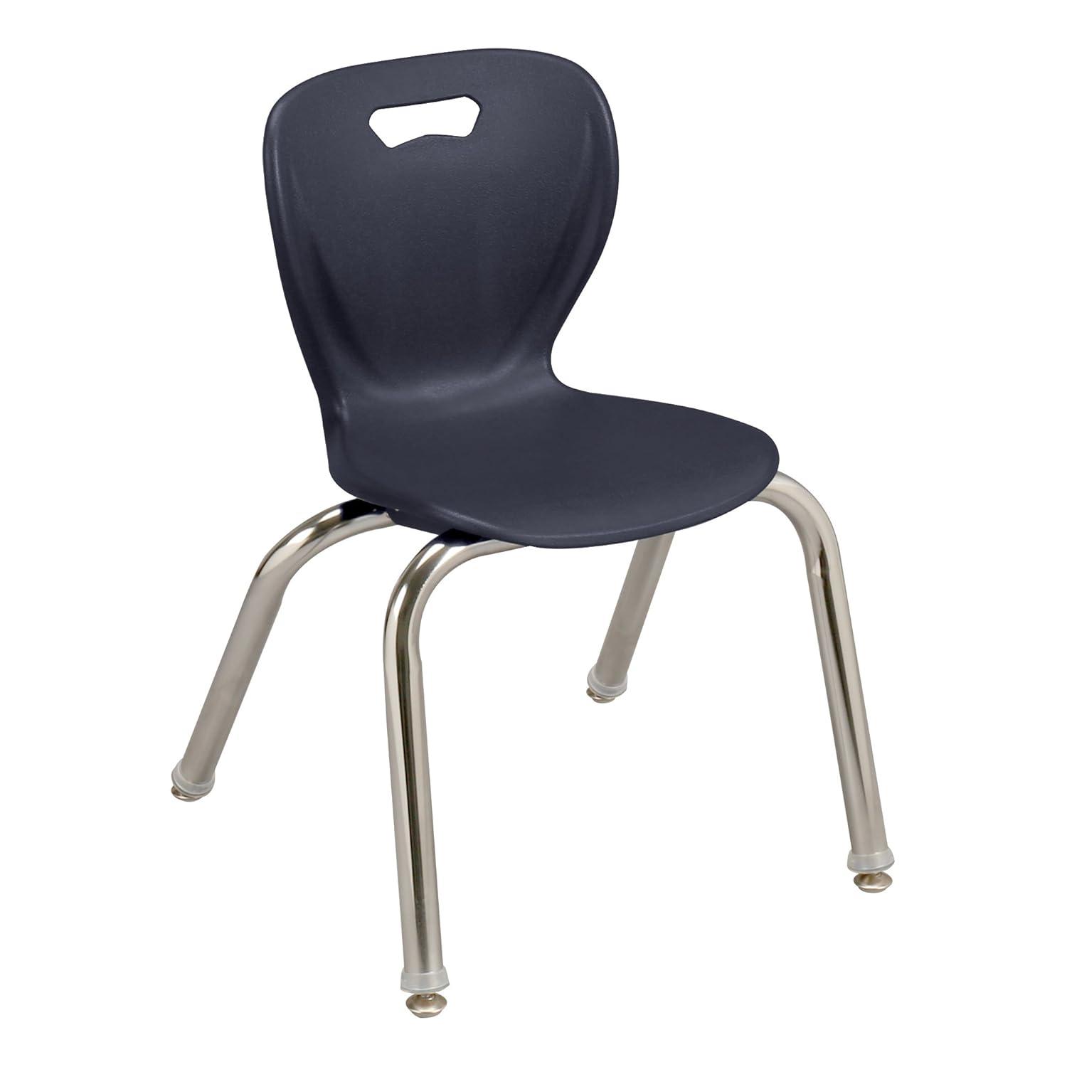 Navy Metal Stacking School Chairs with Contoured Seats, Set of 4