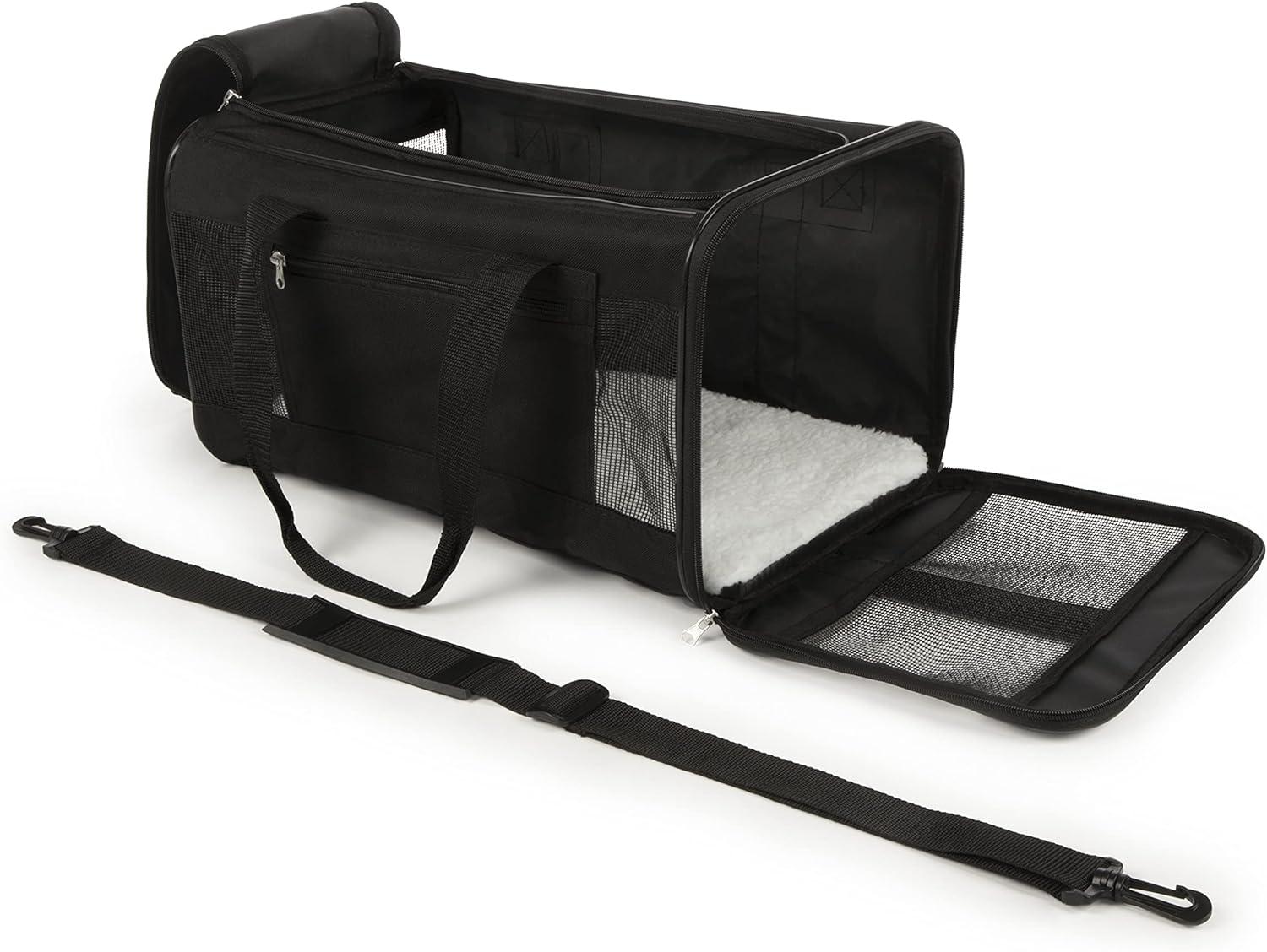 TrustyPup Easy Explorer Medium Guaranteed On-Board Travel Pet Carrier, Black, 16 lb Limit