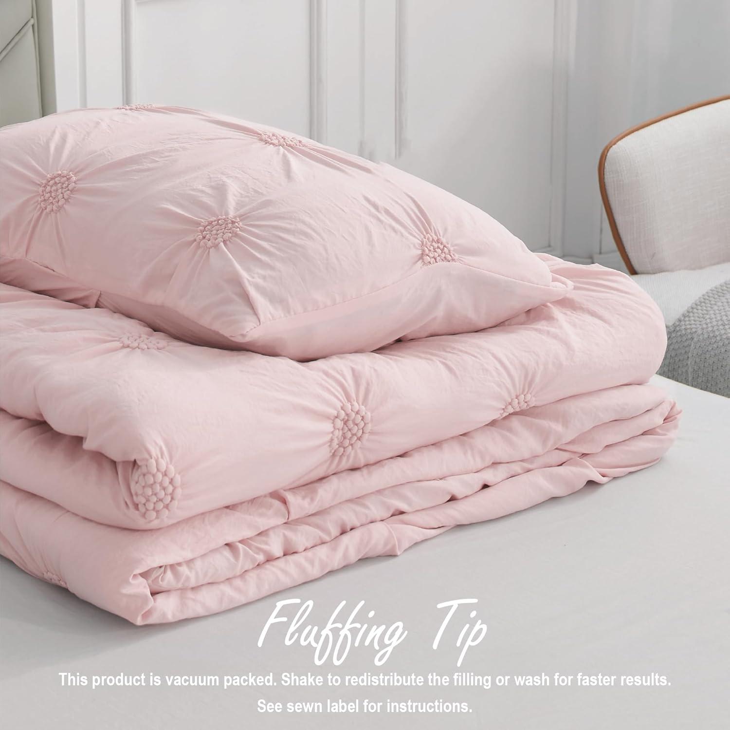 Swift Home Supreme Microfiber Floral Pintuck Microfiber 3-Piece Comforter Set