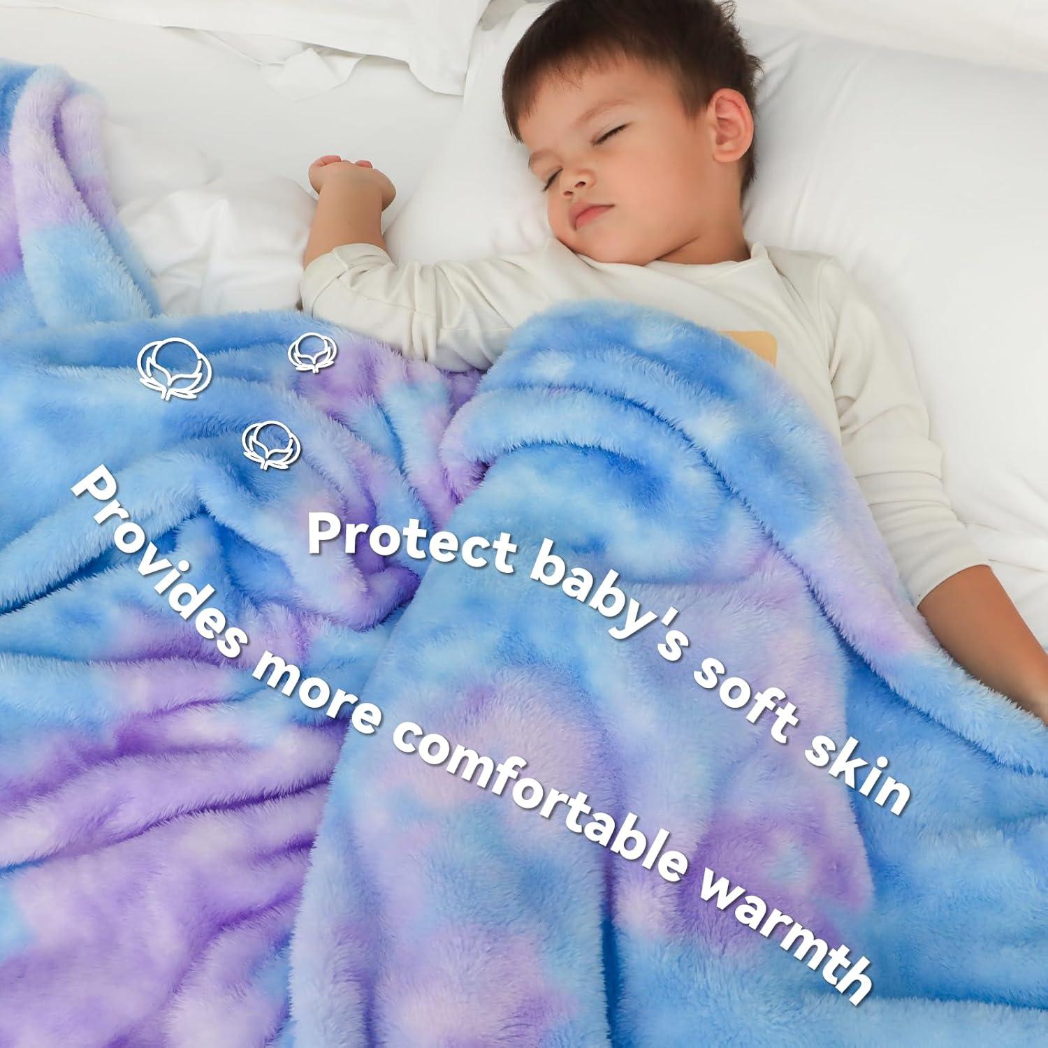 Blue and Purple Tie Dye Fleece Throw Blanket