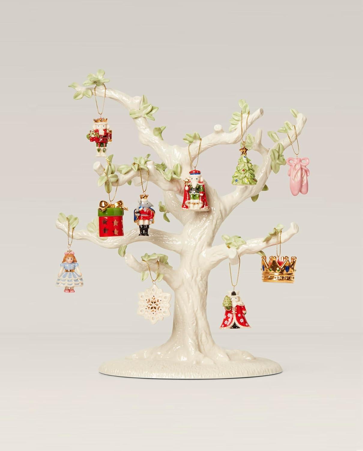 Porcelain Nutcracker 10-Piece Ornament Set with Display Tree