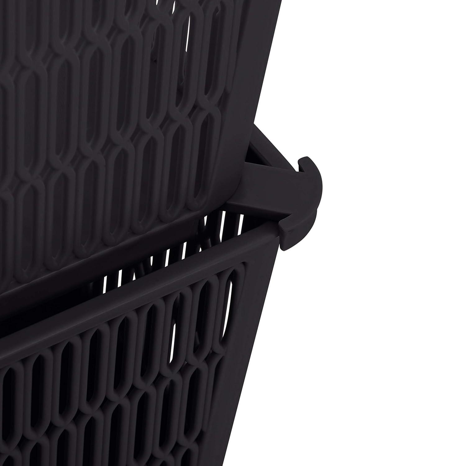 Simplify Slide 2 Stack It 2 Pack Plastic Storage Tote Baskets in Black