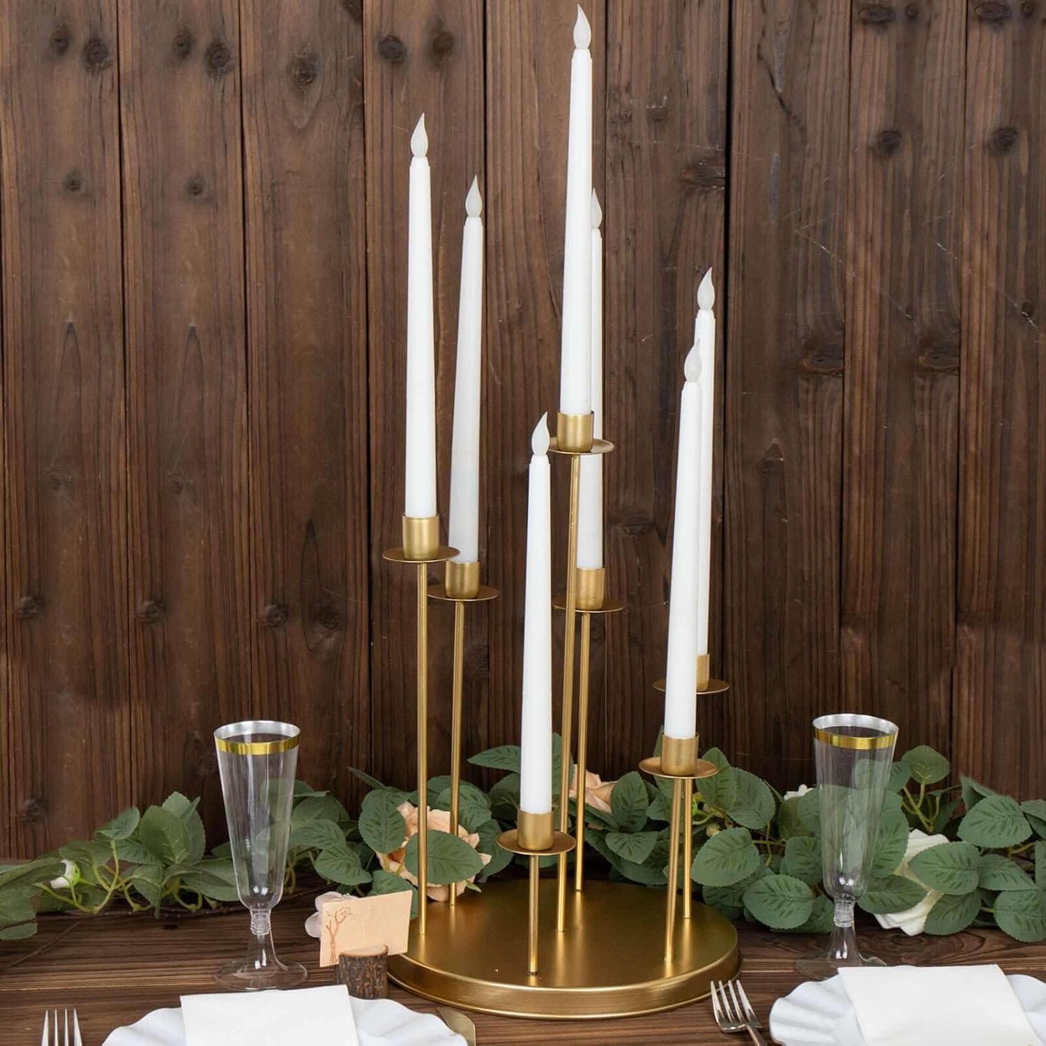 Efavormart 15" Tall Gold 7-Arm Metal Cluster Taper Candle Holder Centerpiece, Round Wedding Tabletop Candelabra