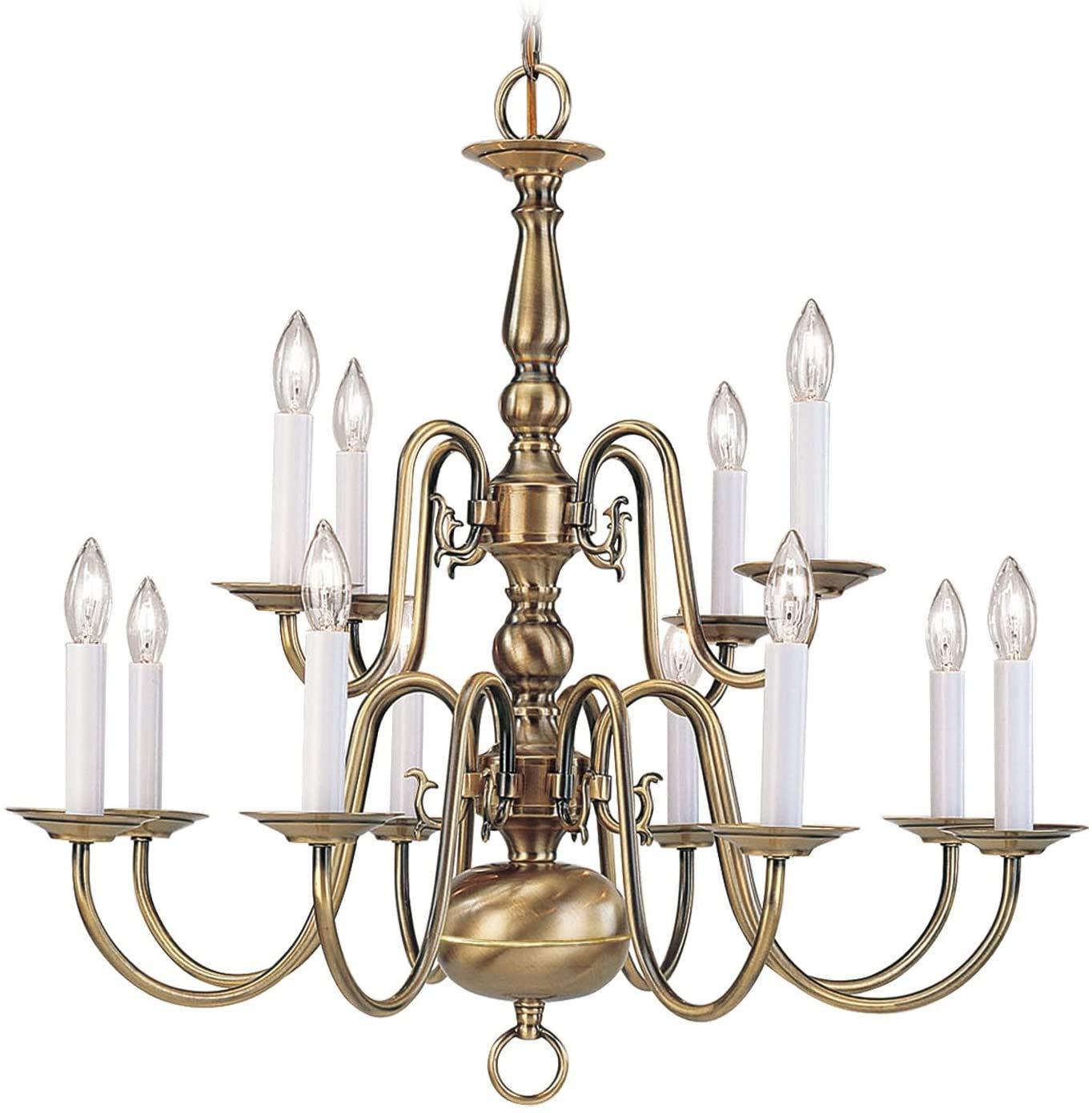 Livex Lighting Williamsburgh 12 - Light Chandelier in  Antique Brass