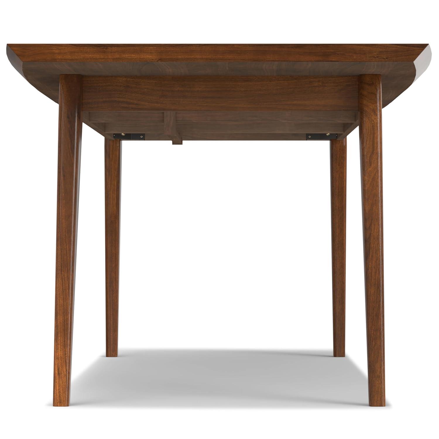 Draper 66-84"W Walnut Extendable Dining Table, Mid-Century Modern Style