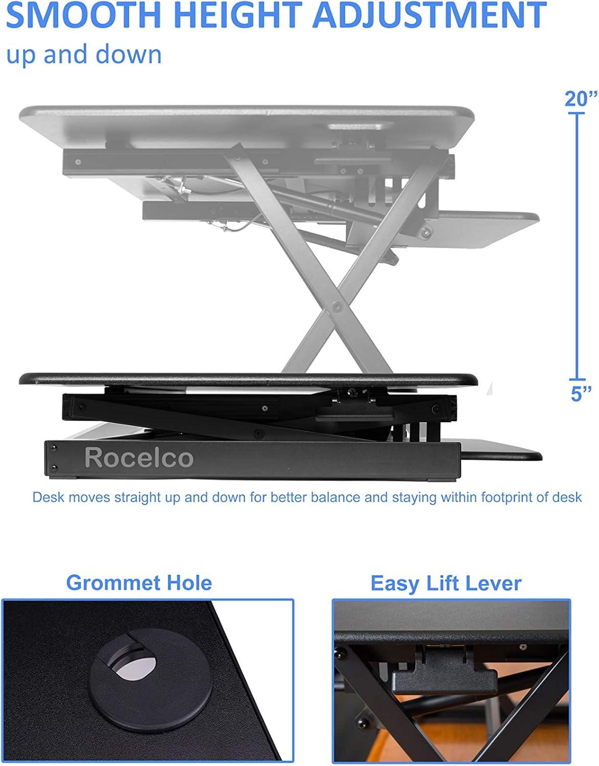 Height Adjustable Sit To Standing Desk Riser - Rocelco