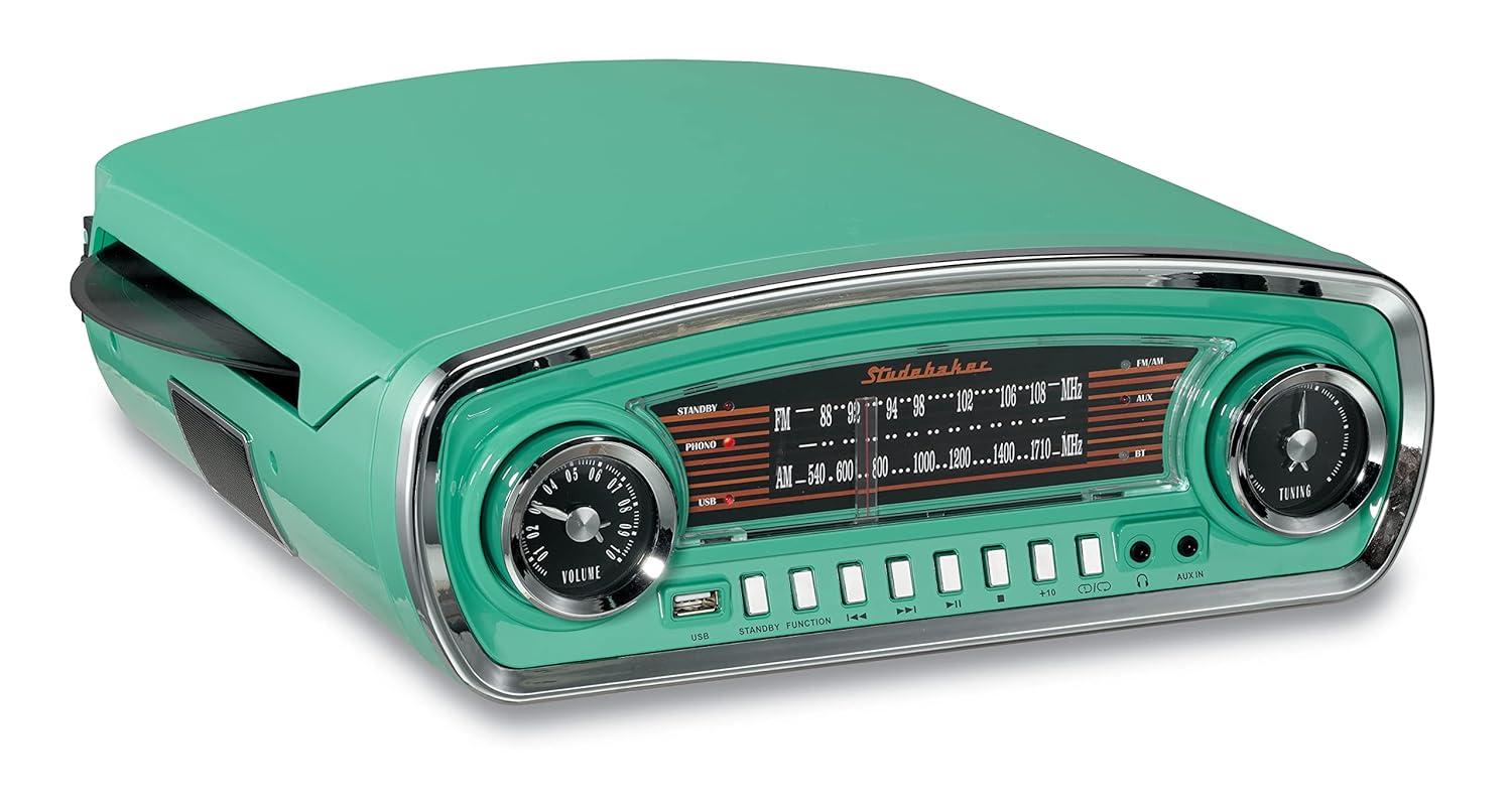 Studebaker Portable 3 - Speed Turntable Decorative Record Player with Bluetooth