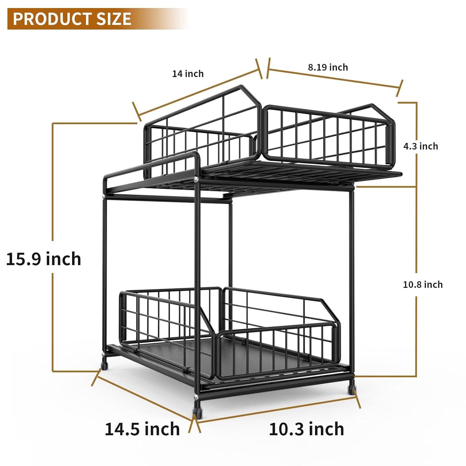 Rebrilliant Under Sink Organizer, 2 Tier Under Sink Organizers And Storage, Metal Slide Out Pull Out Cabinet Organizer ,2 Pack Sliding Drawer Organizer For Kitchen Bathroom Pantry