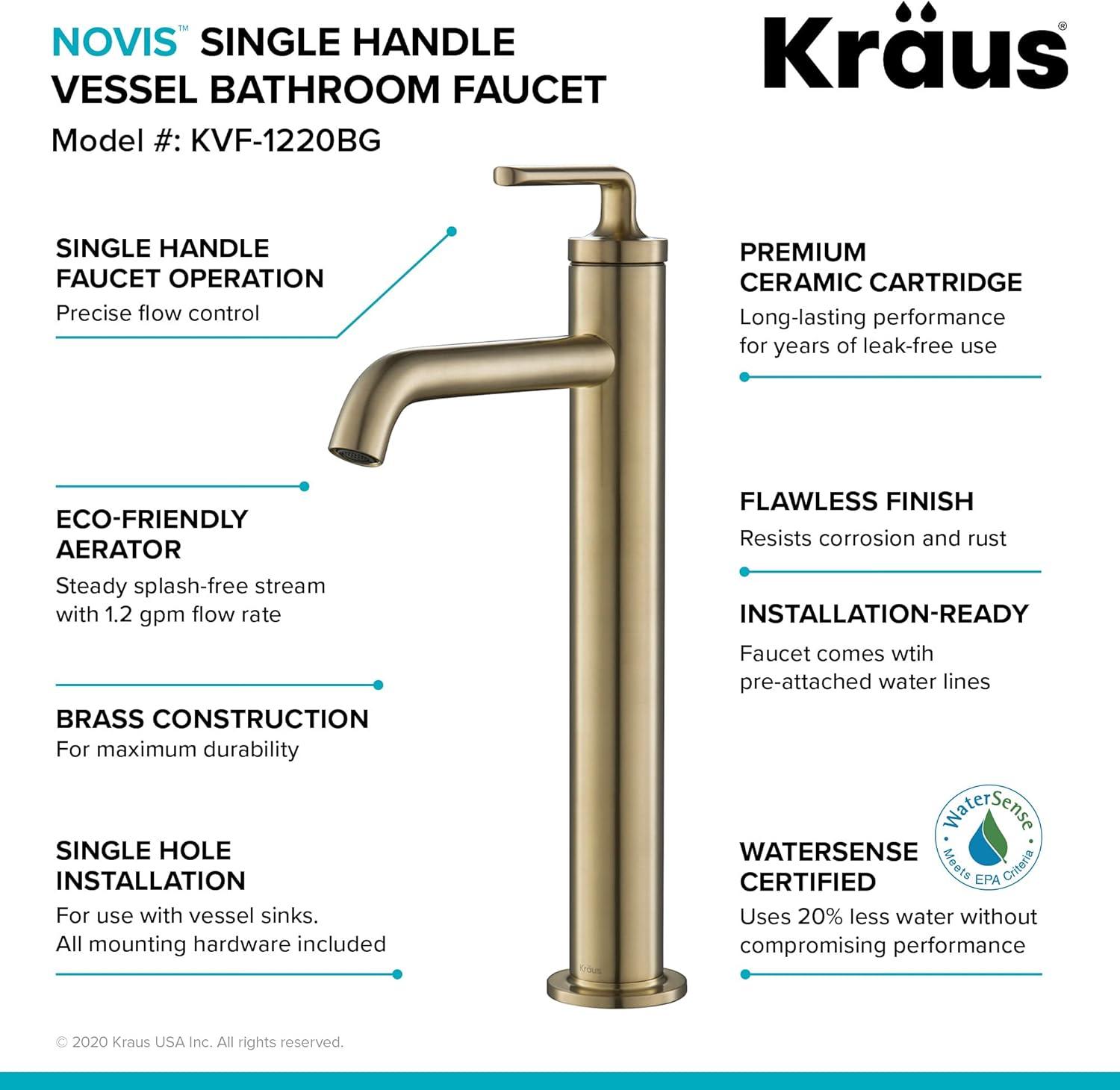 Ramus Vessel Sink Bathroom Faucet with Drain Assembly