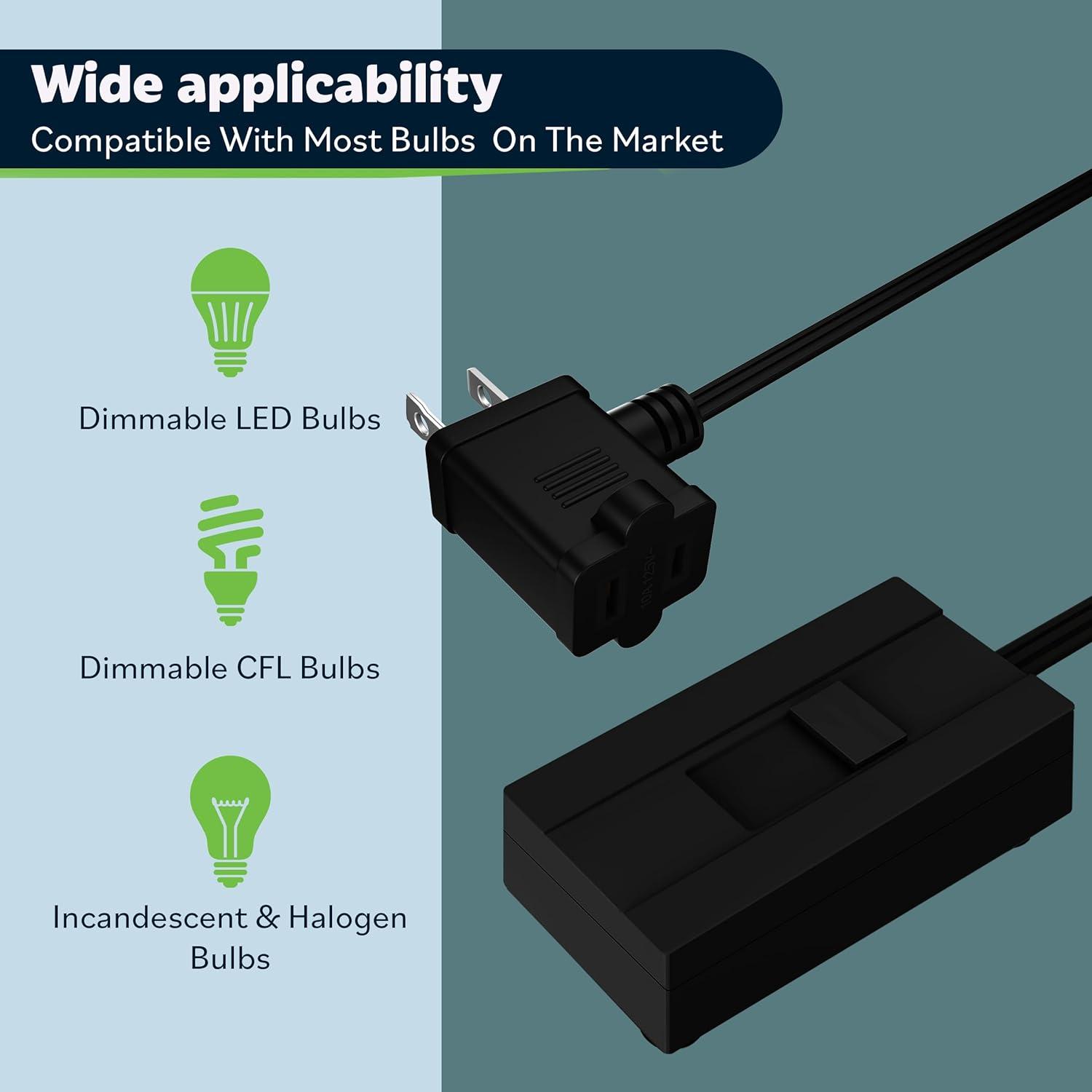 Black Plug-In Dimmer Switch for Lamps, 2 Pack