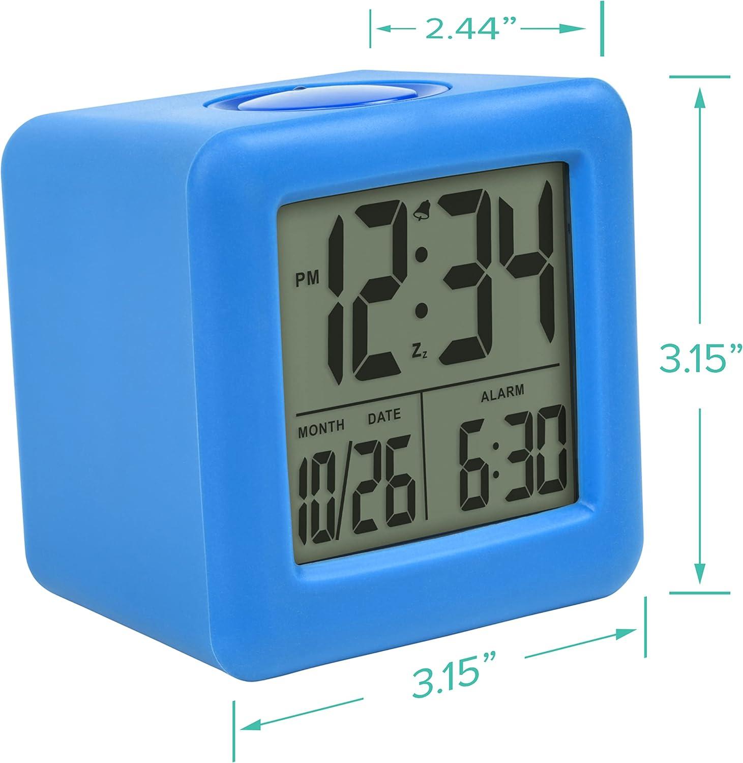 Blue Soft Cube LCD Alarm Clock with Smart Light