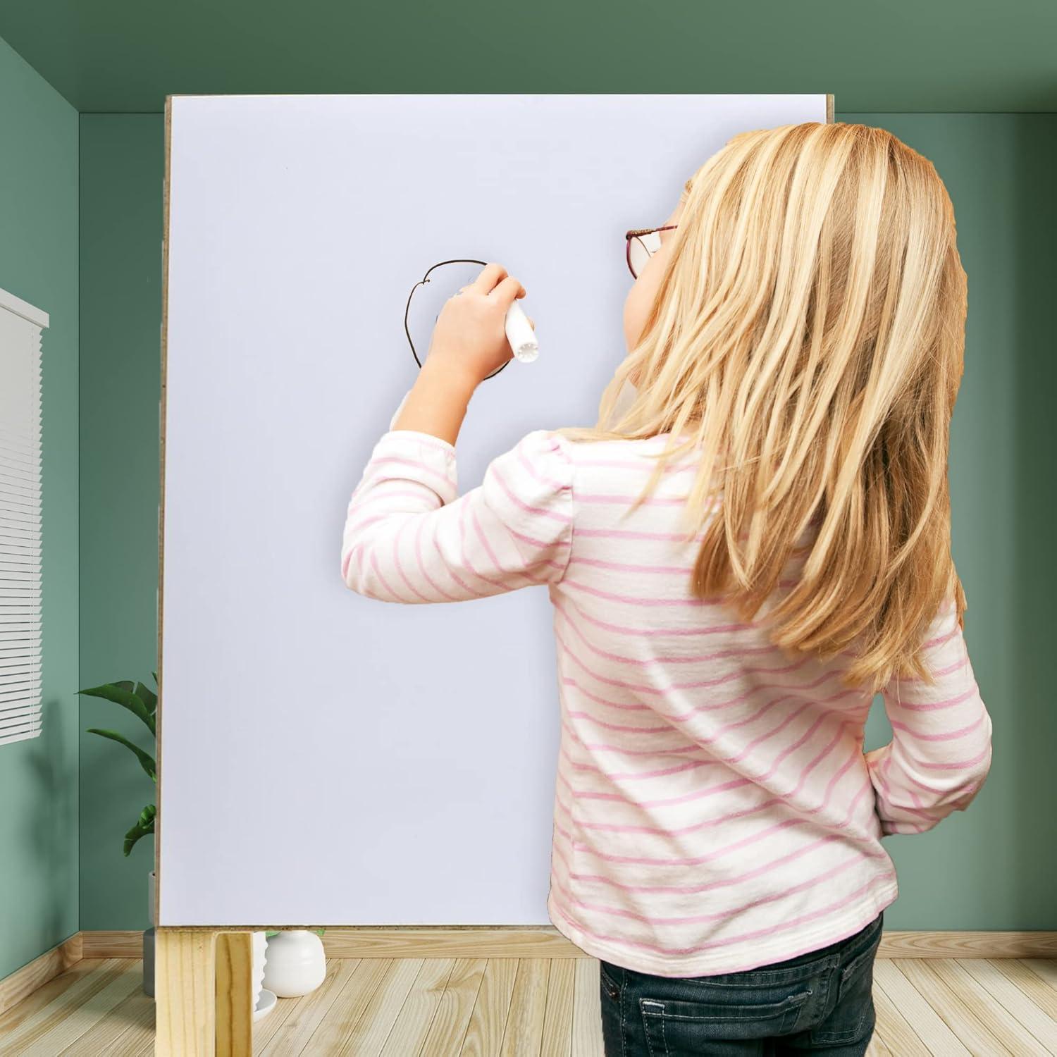 Hampton Art Dry Erase Chalk Easel W/Marker & Chalk, Chalkboard Easel, A Frame Chalkboard Sign, Whiteboard Easel For Classroom, Teacher Easel, White Board Chalk Board