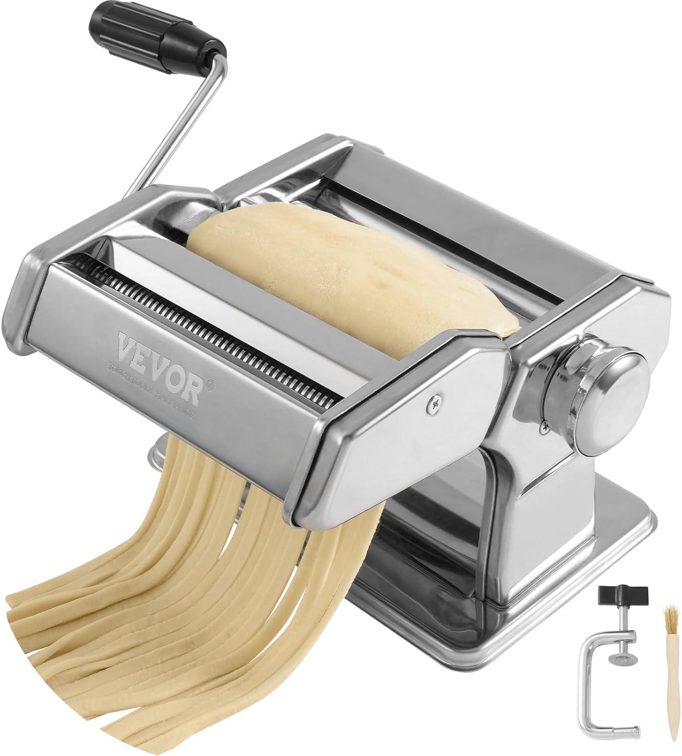 VEVOR Stainless Steel Manual Pasta Maker with Adjustable Thickness