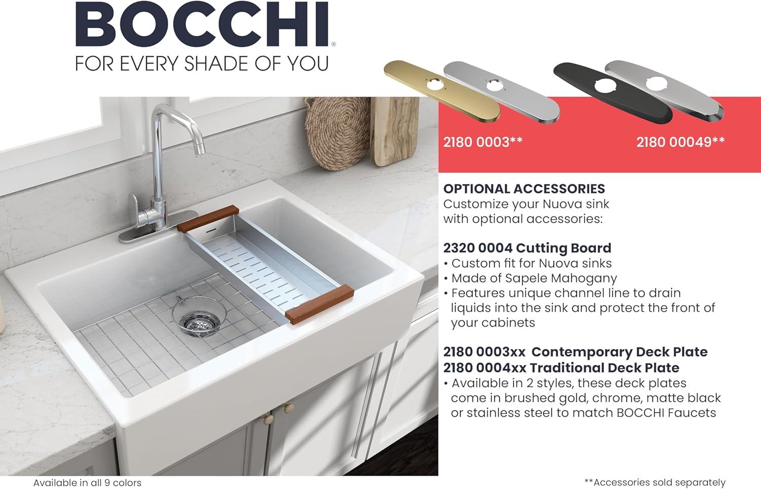 BOCCHI 1500-001-0127 Nuova Apron Drop-In Fireclay 34" Single Kitchen Sink White