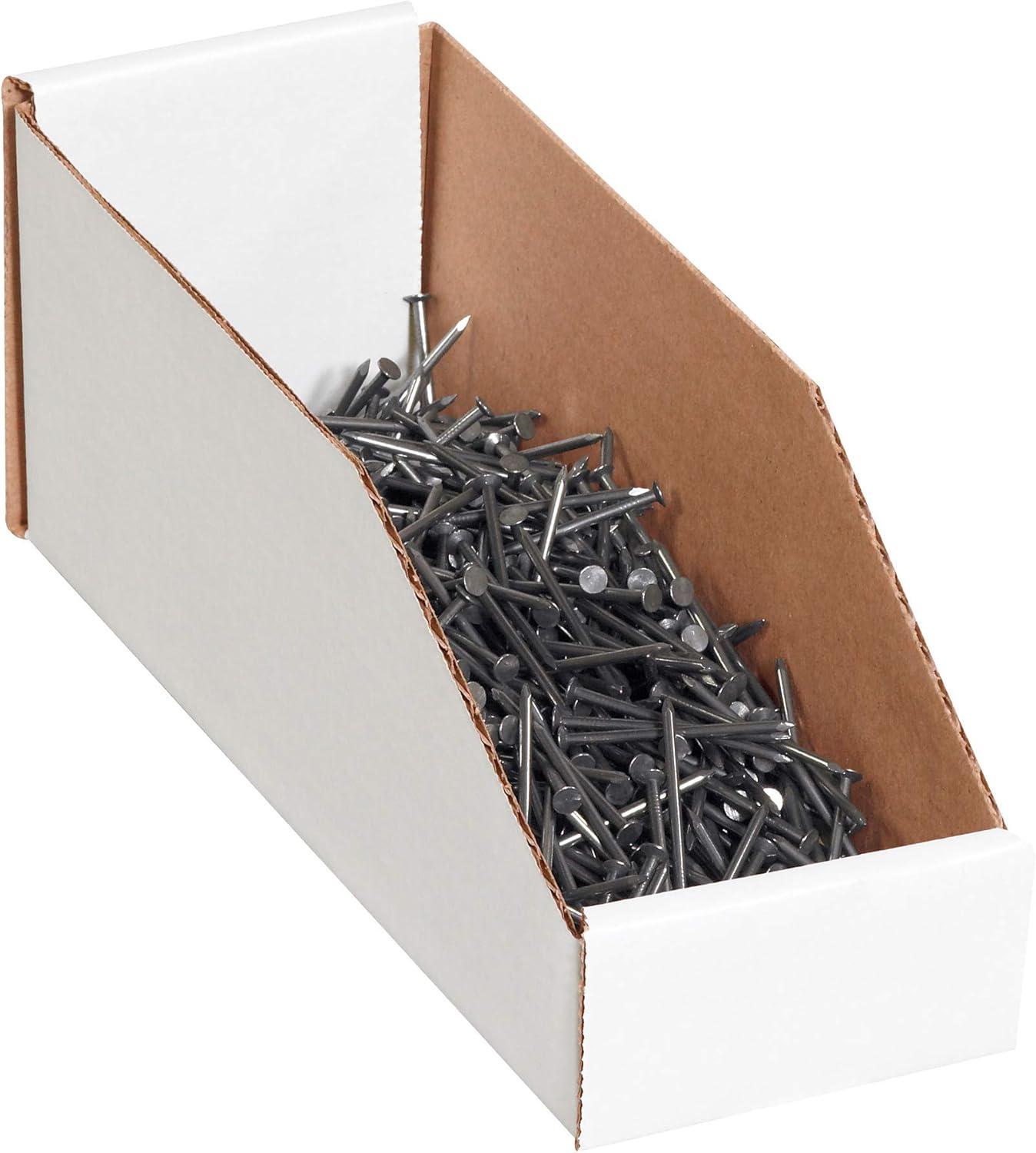 The Packaging Wholesalers Open Top Bin Boxes 6" x 24" x 4 1/2" White 50/Bundle BSBINMT624