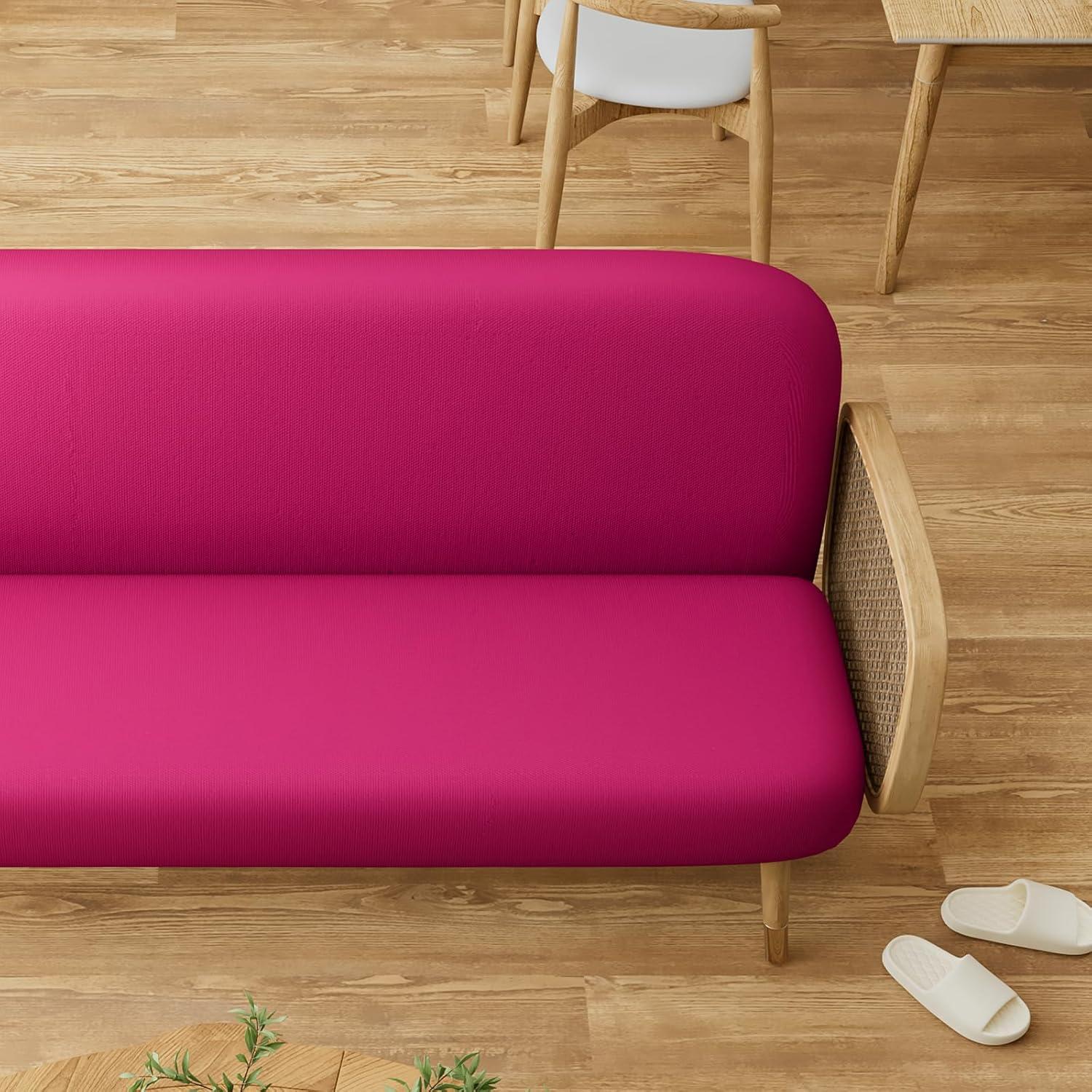 MoNiBloom Solid Futon Cover Slipcover Fit 6"- 8" Futon Mattresses Hot Pink, Queen Size 60x80 Inch