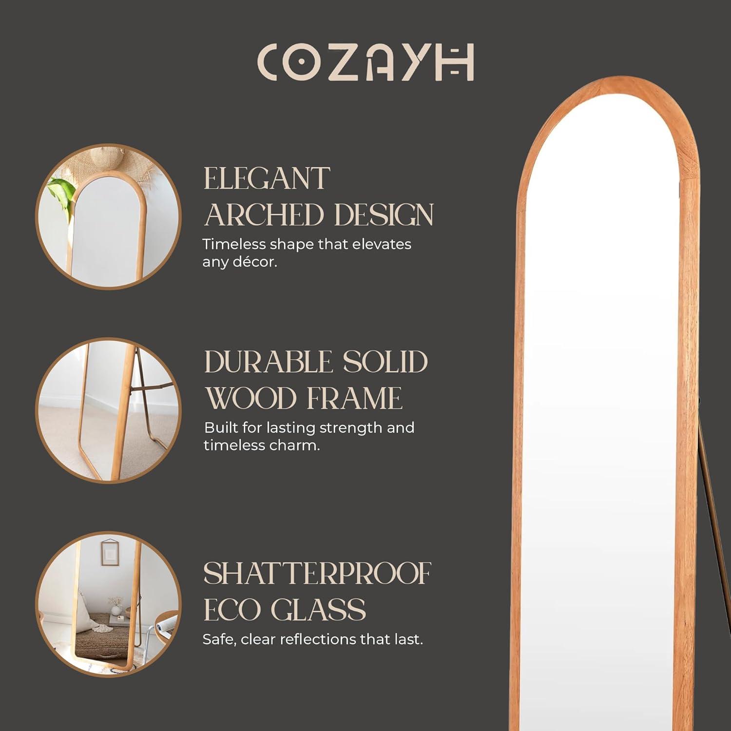 COZAYH Full Length Mirror with Stand, Dressing Wall-Mounted Mirror, Floor Mirror Solid Wood Frame, Large Body Mirror for Bedroom, Bathroom, Living Room