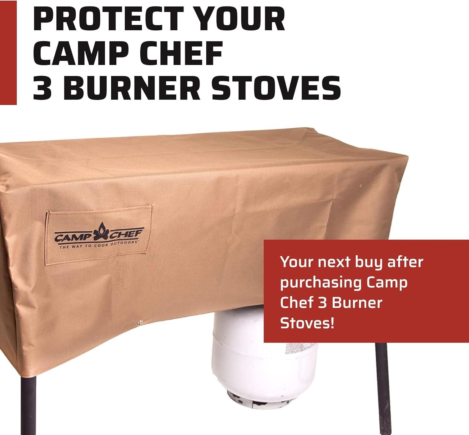 Tan Weather-Resistant Grill Cover for Three-Burner Cooking Systems