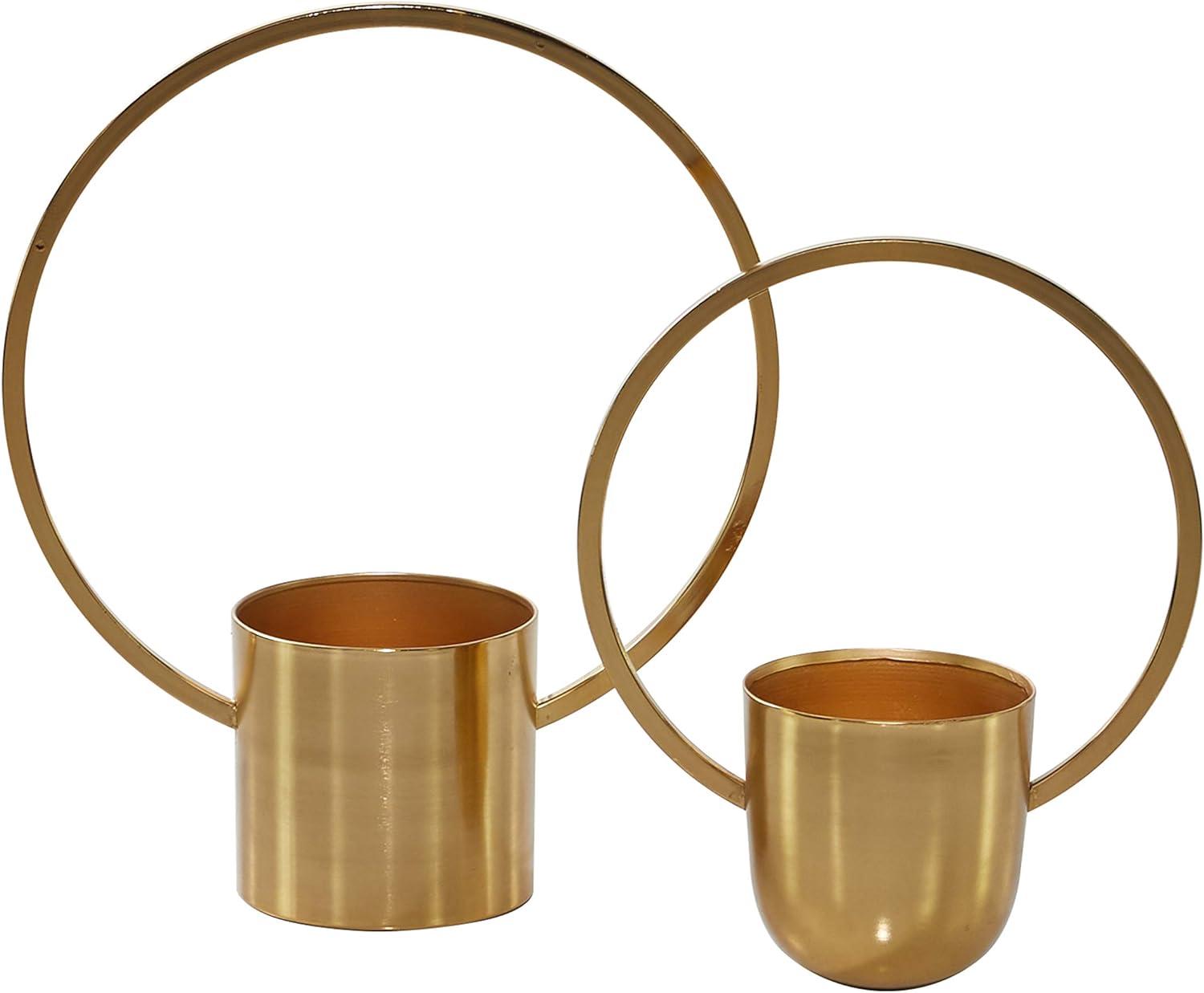 Round Gold Metal Ring Wall Planter, Set Of 2: 11", 14"