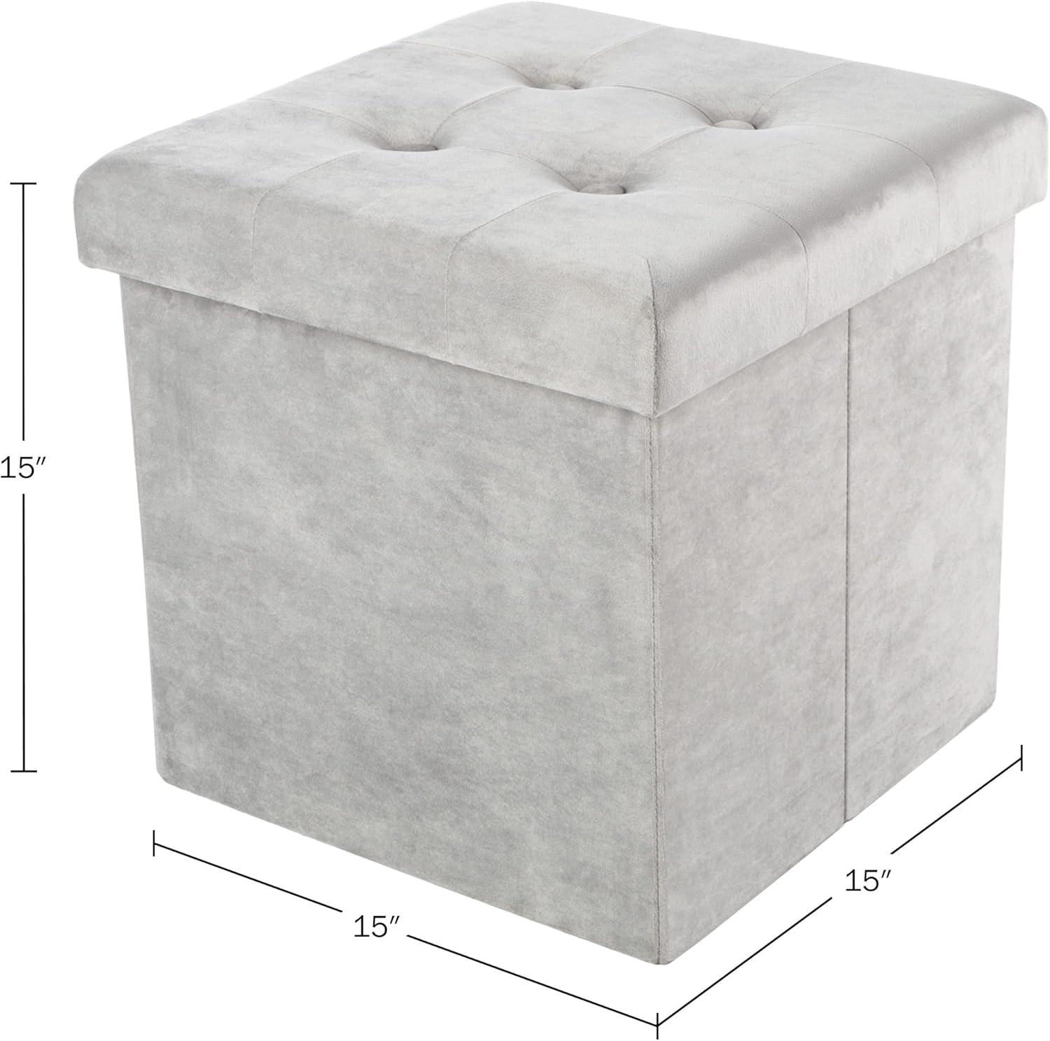 Lavish Home Velvet Tufted Storage Ottoman