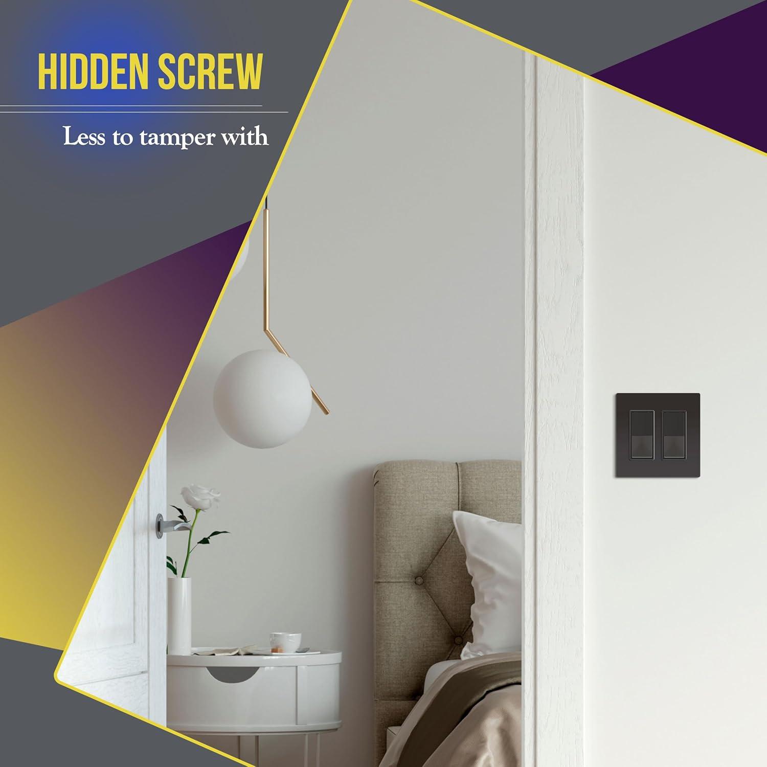 ENERLITES Elite Series Screwless Decorator Wall Plate Child Safe Outlet Cover, Size 1-Gang, Unbreakable Polycarbonate Thermoplastic, SI8831-DB, Dark Bronze