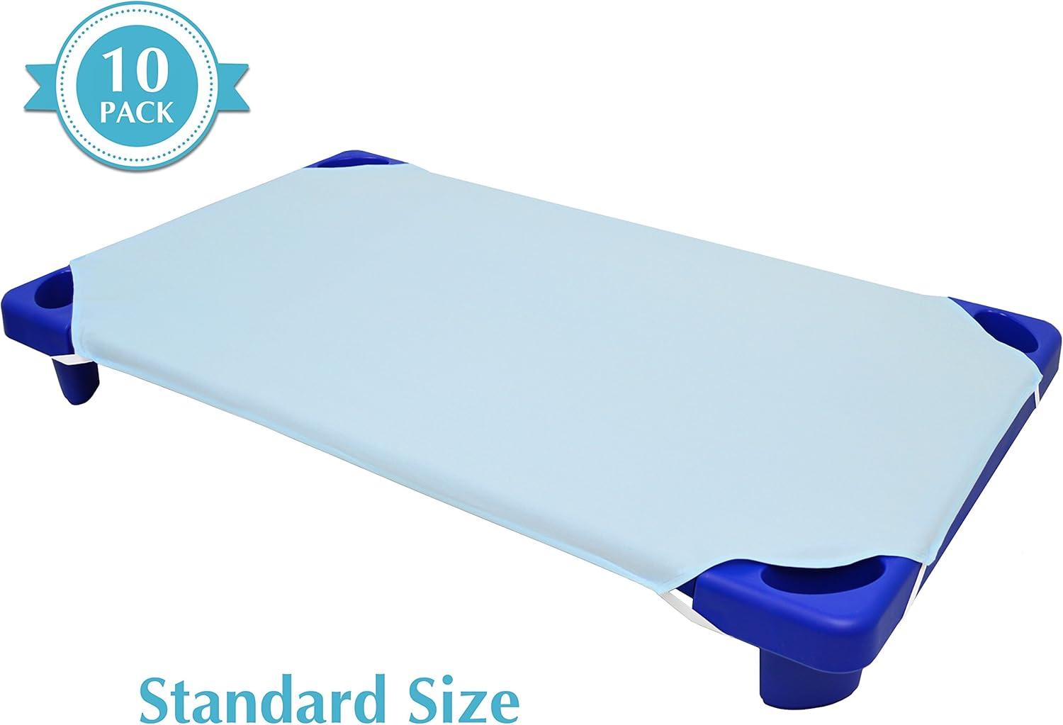 American Baby Company 10-Piece 100% Natural Cotton Percale Standard Daycare/Pre-School Cot Sheet, Blue, 23" x 51", Soft Breathable, for Boys and Girls