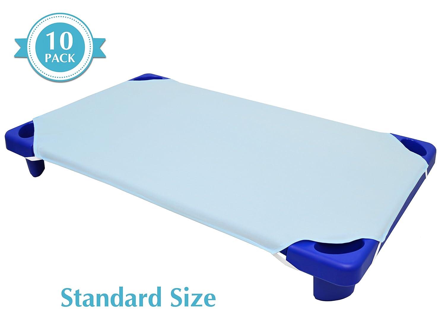 American Baby Company 10-Piece 100% Natural Cotton Percale Standard Daycare/Pre-School Cot Sheet, Blue, 23" x 51", Soft Breathable, for Boys and Girls