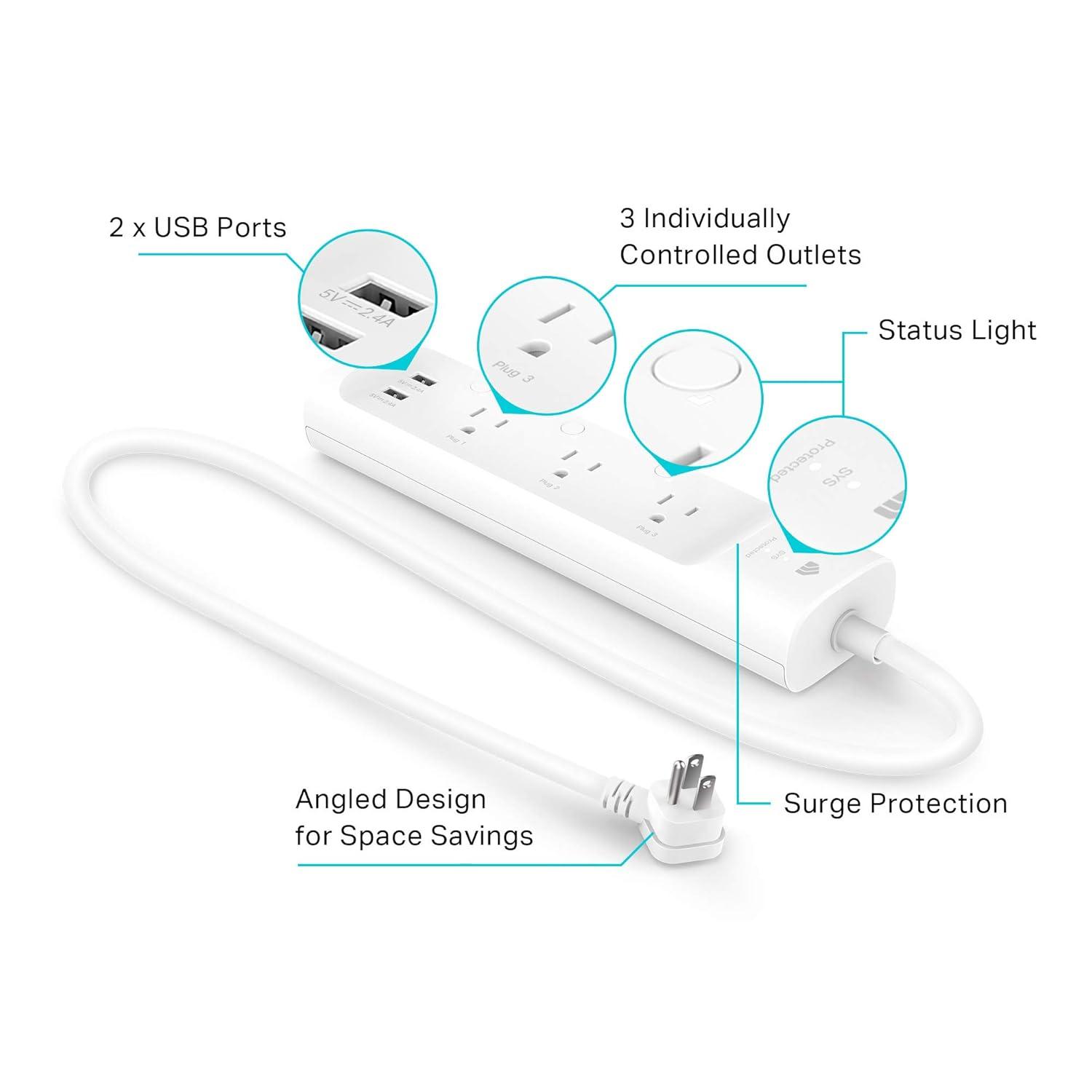 Kasa Smart Wi-Fi Power Strip, 3-Outlets