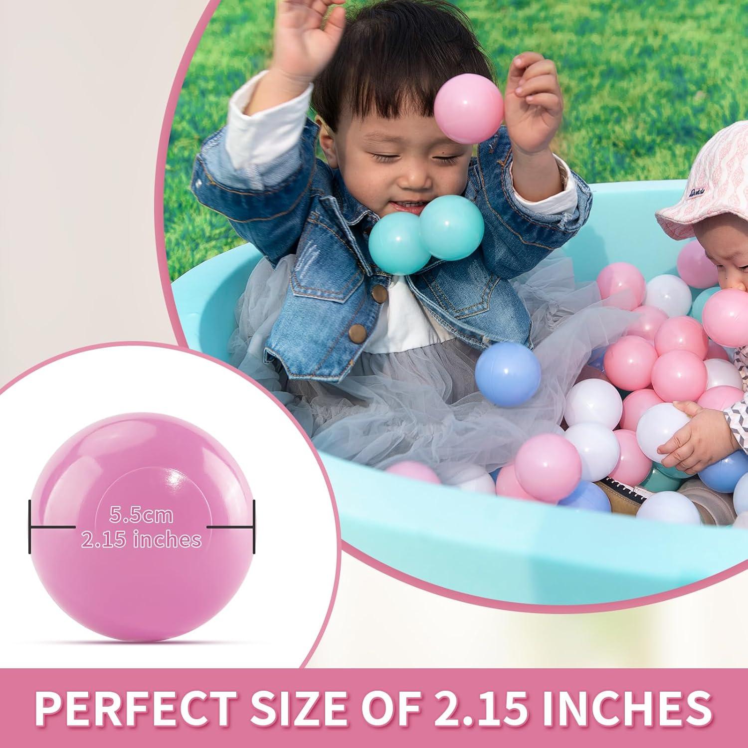 Anvazise 100Pcs Ball Pit Balls Thickened Eco-friendly Smooth Reusable Bite-resistant Hand-on Ability PE Material Macaron Color Pit Balls Kindergarten Toy