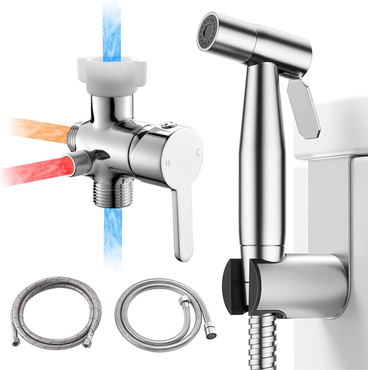 Handheld Bidet Sprayer - Hot & Cold Water, Adjustable Pressure, Muslim Shower Bidet for Feminine Wash