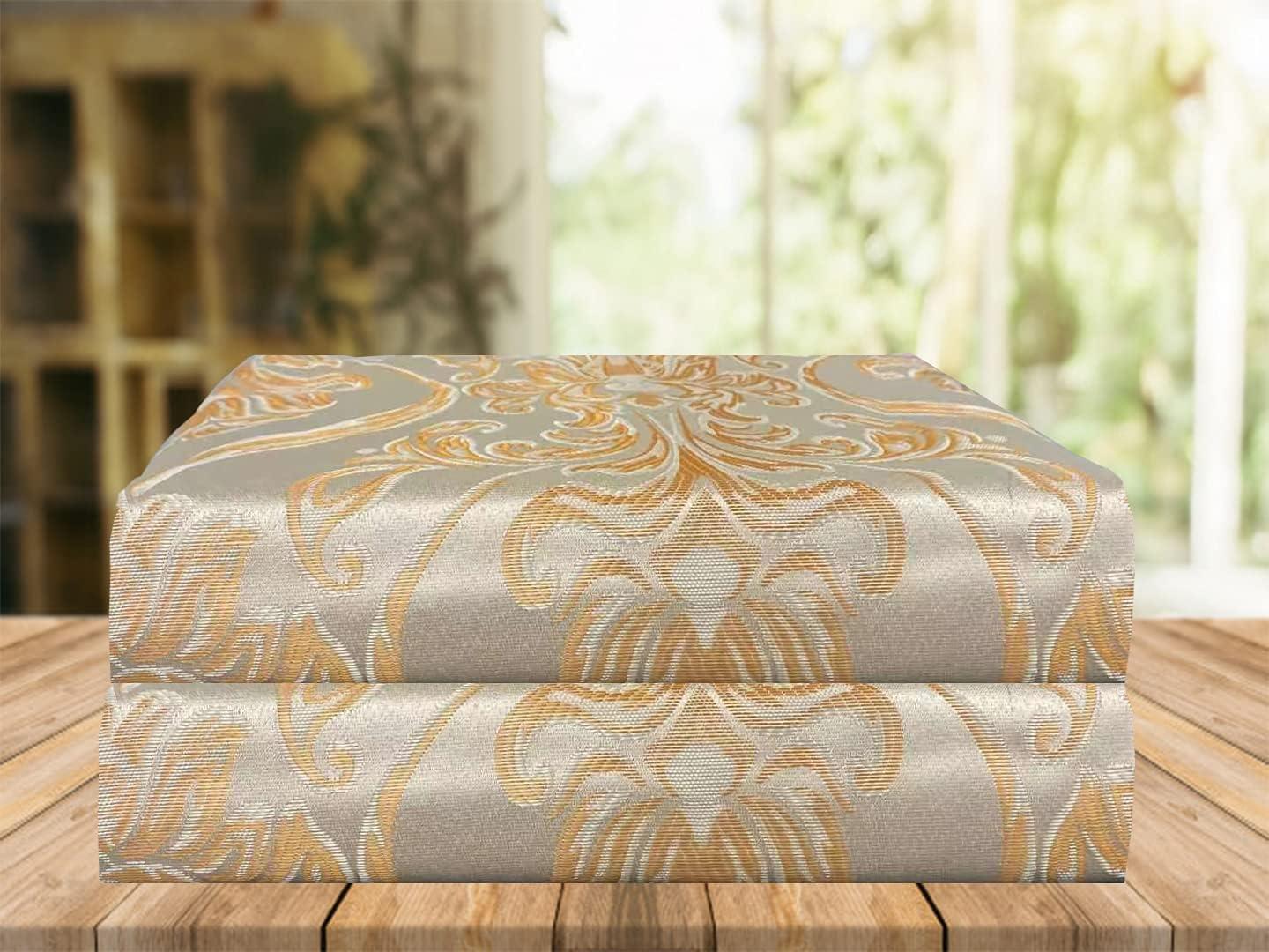 Curtain Panel Set with Attached Waterfall Valance, Jacquard Fabric, (SET of 2), 54 x 84 Inches, Sage Green